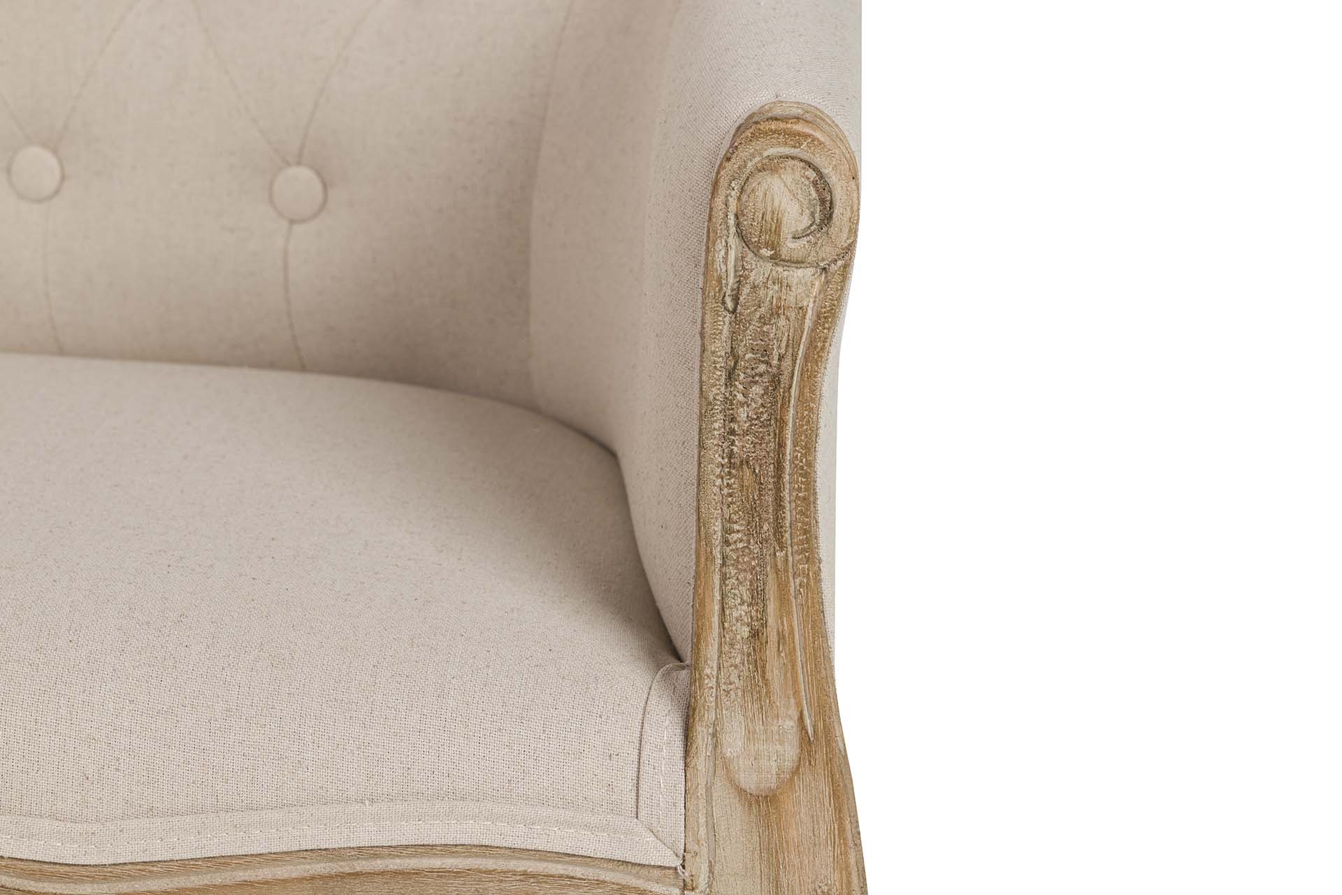 SOFA DOBLE LINO CAPITONE PATAS MADERA 107x61x71CM