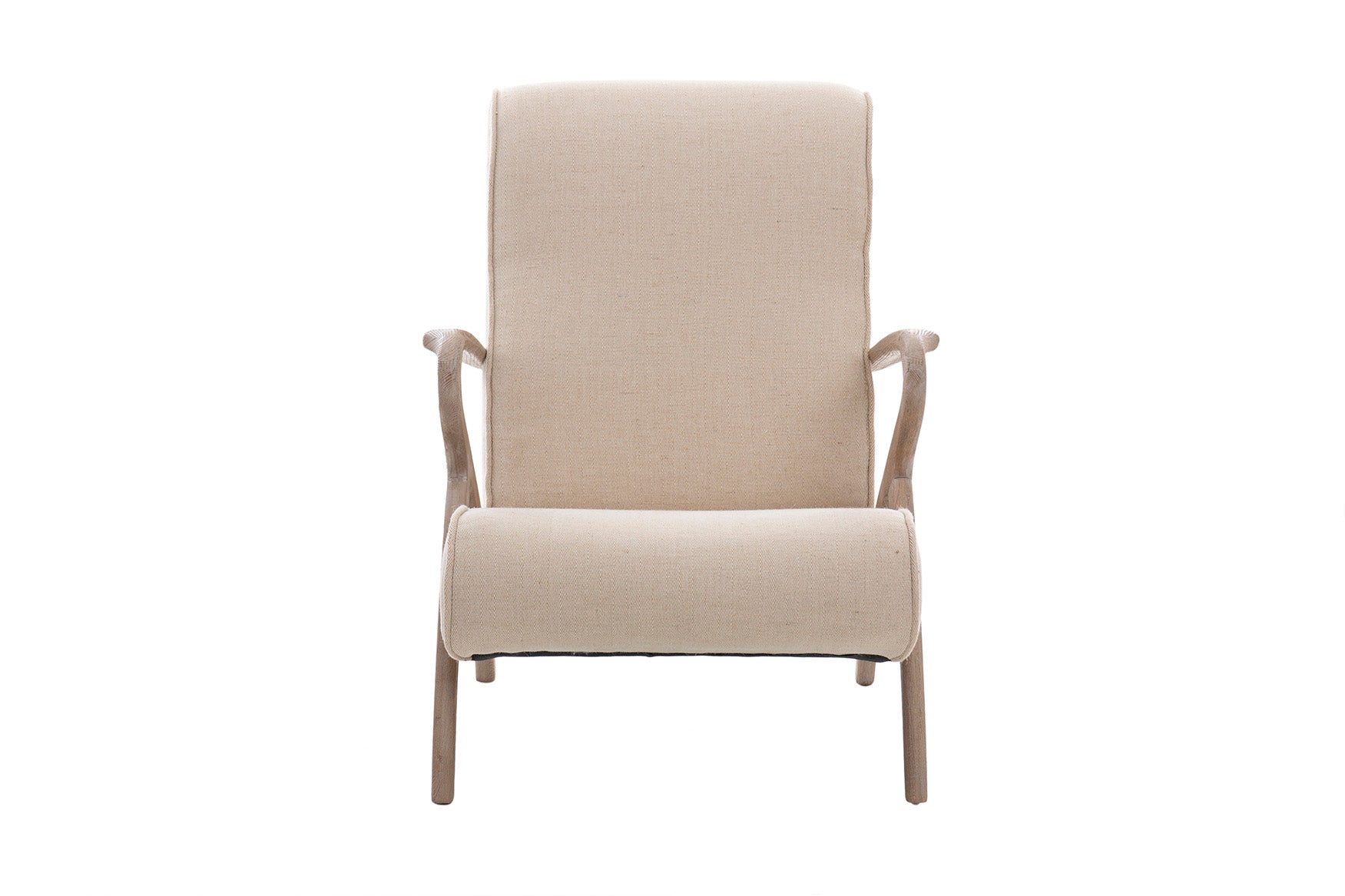 RUBBER WOOD ARMCHAIR WITH BEIGE LINEN 72x80x85CM