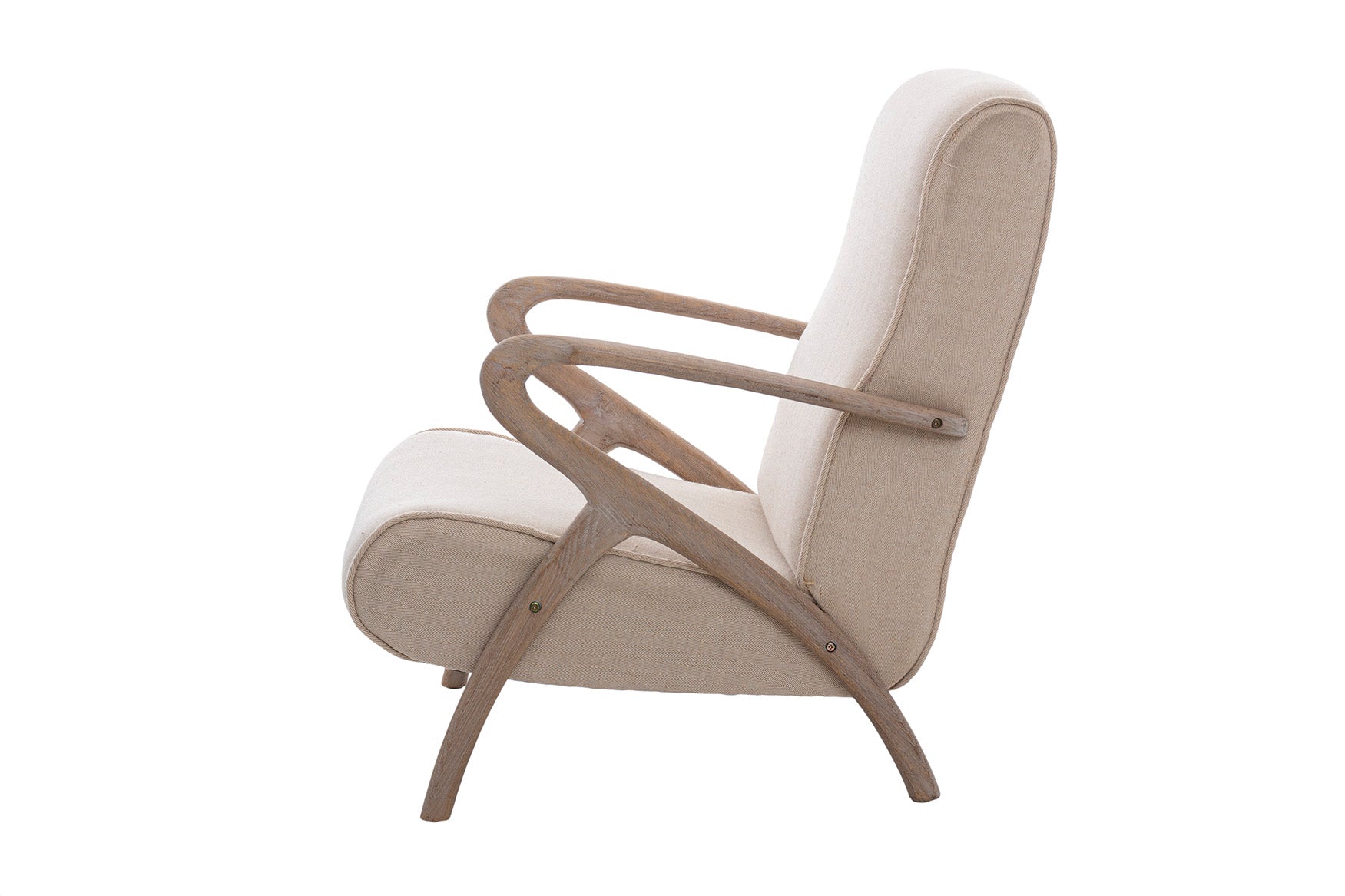 RUBBER WOOD ARMCHAIR WITH BEIGE LINEN 72x80x85CM