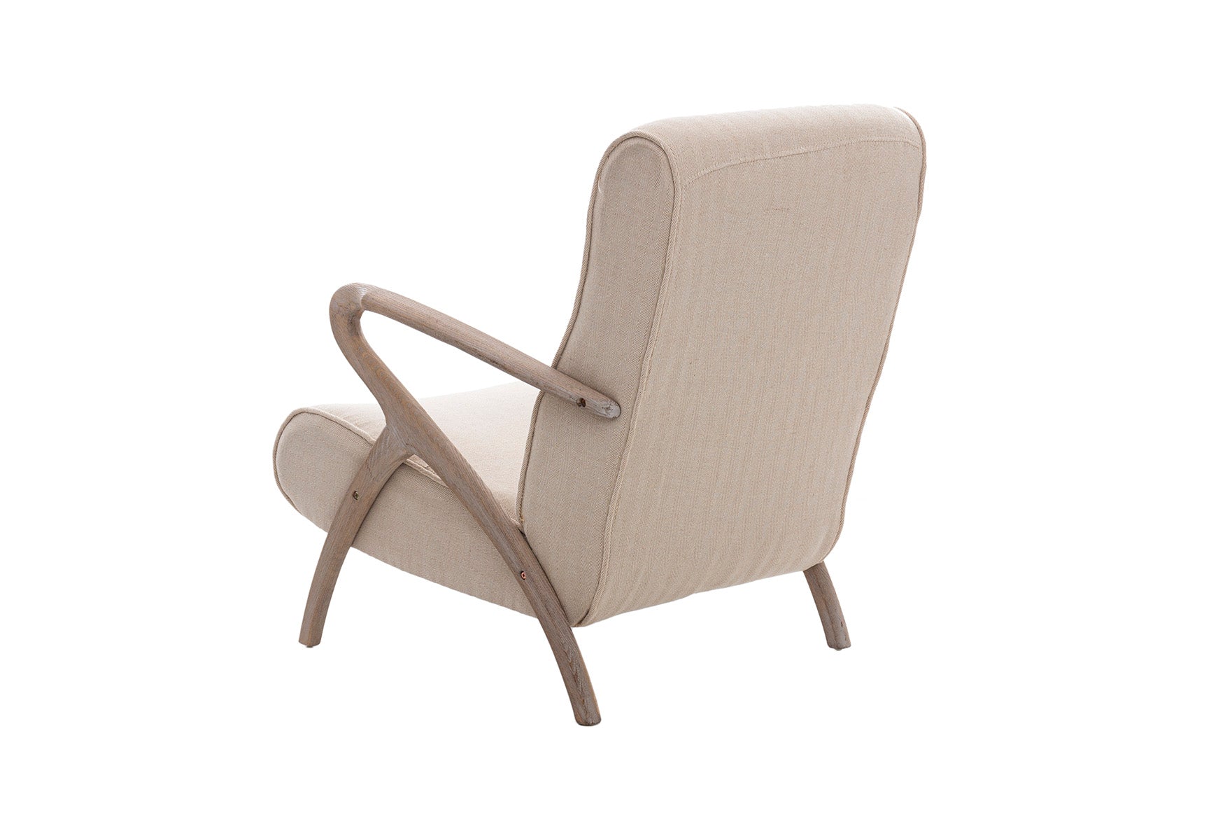 RUBBER WOOD ARMCHAIR WITH BEIGE LINEN 72x80x85CM