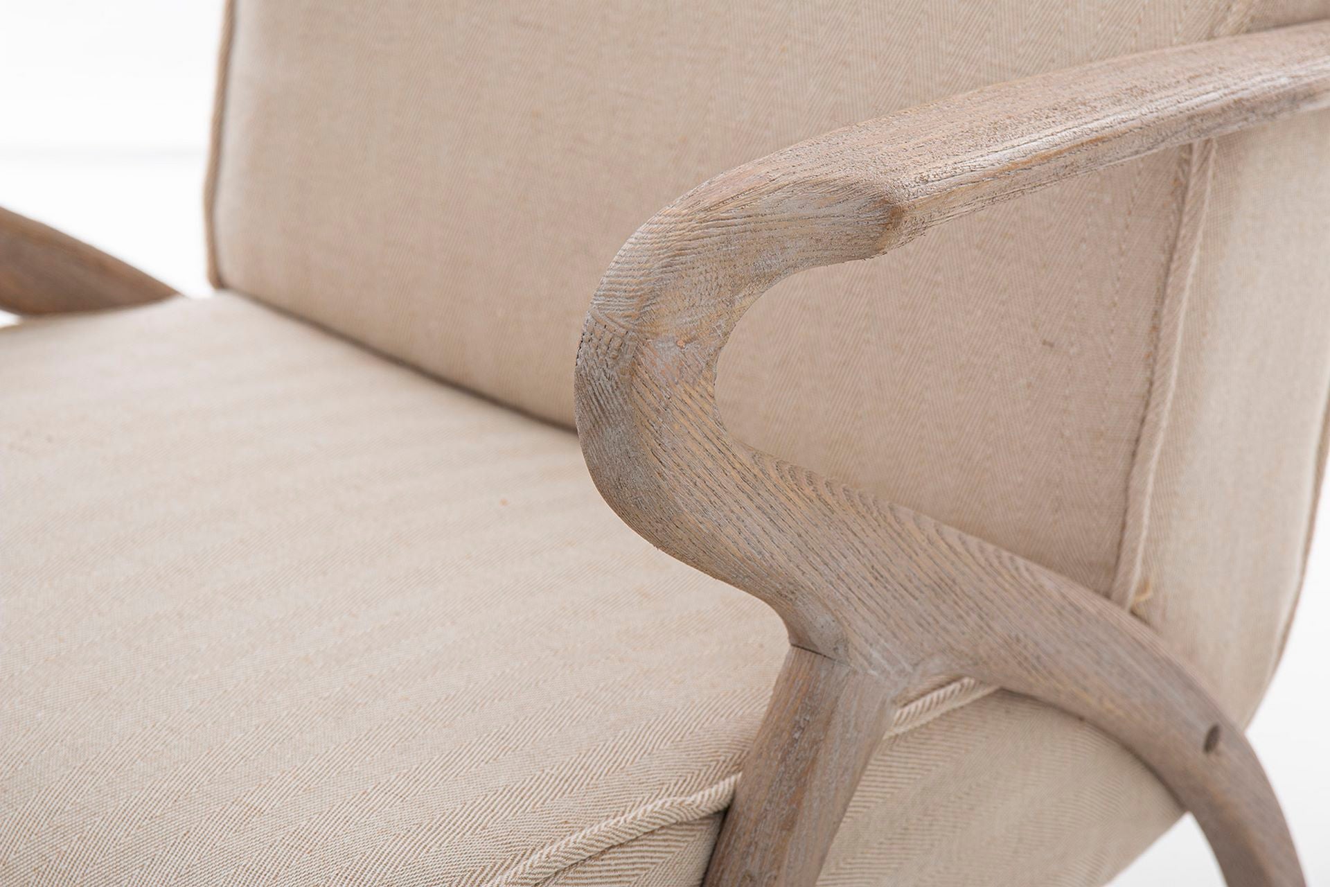 RUBBER WOOD ARMCHAIR WITH BEIGE LINEN 72x80x85CM