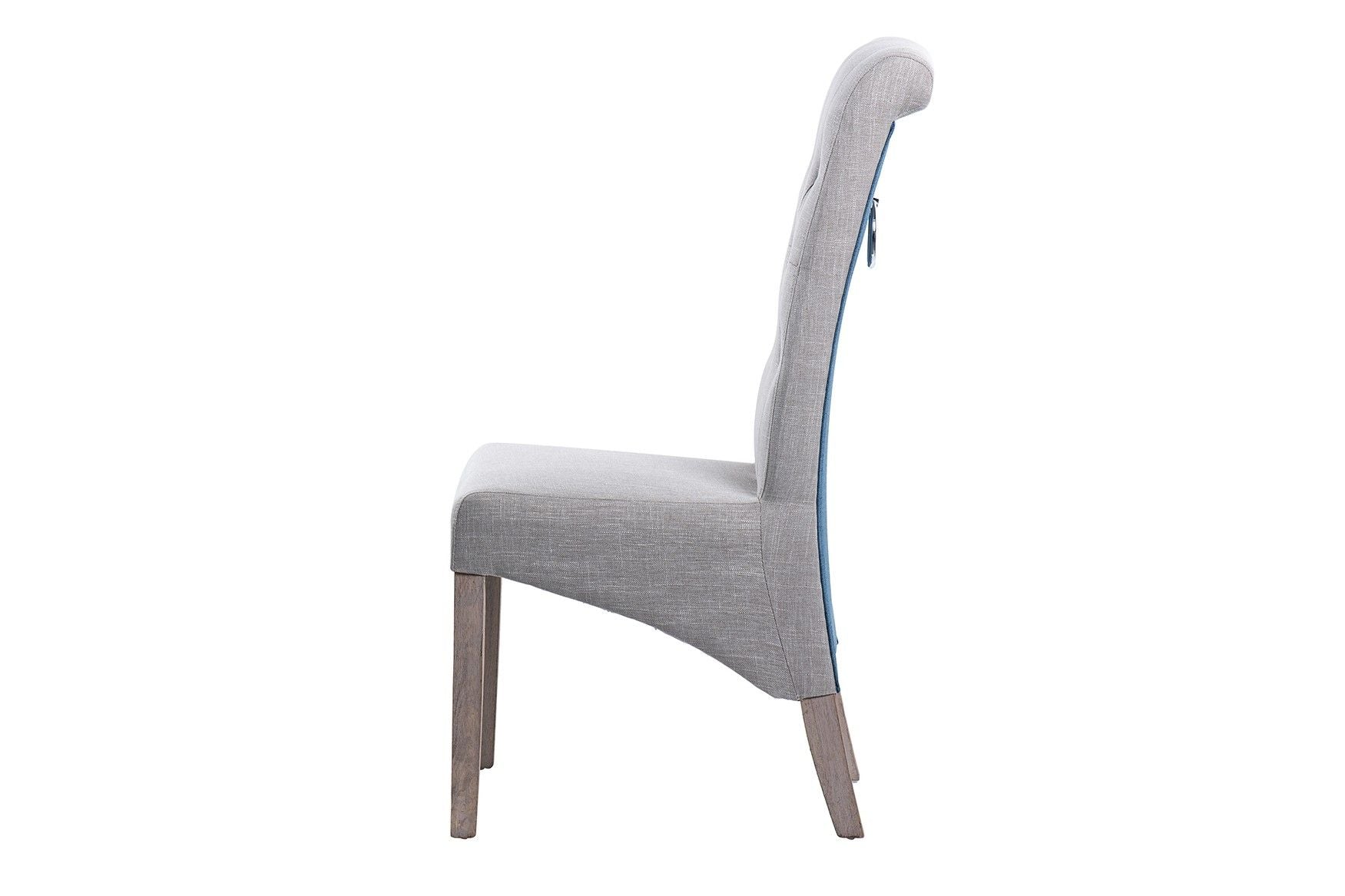 SILLA CON TIRADOR LINO CAPITONE GRIS 44x58x107 CM - Min.2 uds