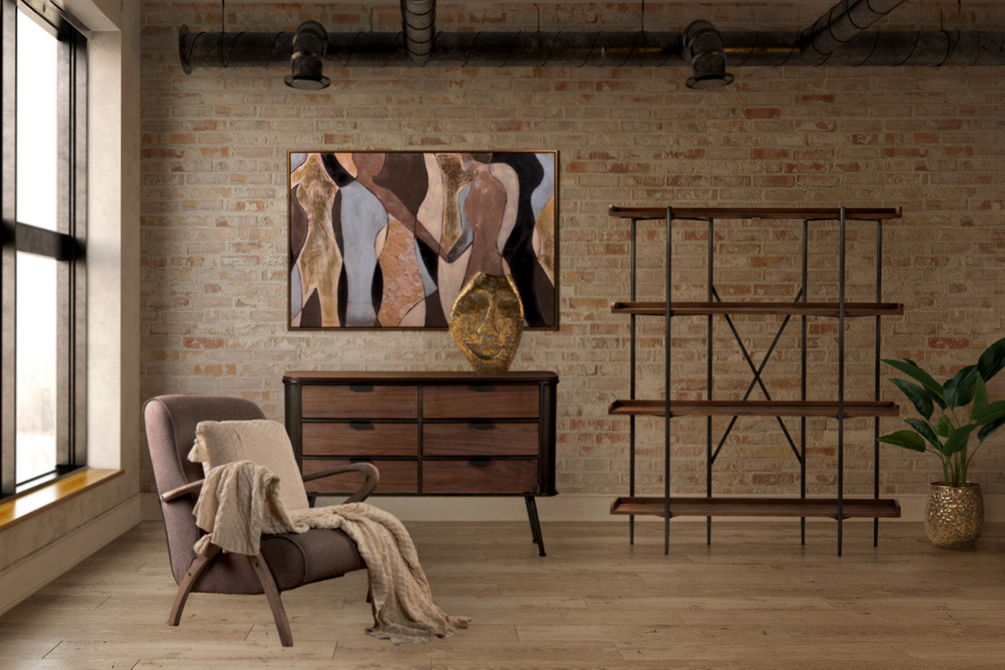 SILLON MADERA DE CAUCHO LINO MARRON 67x72x85 CM