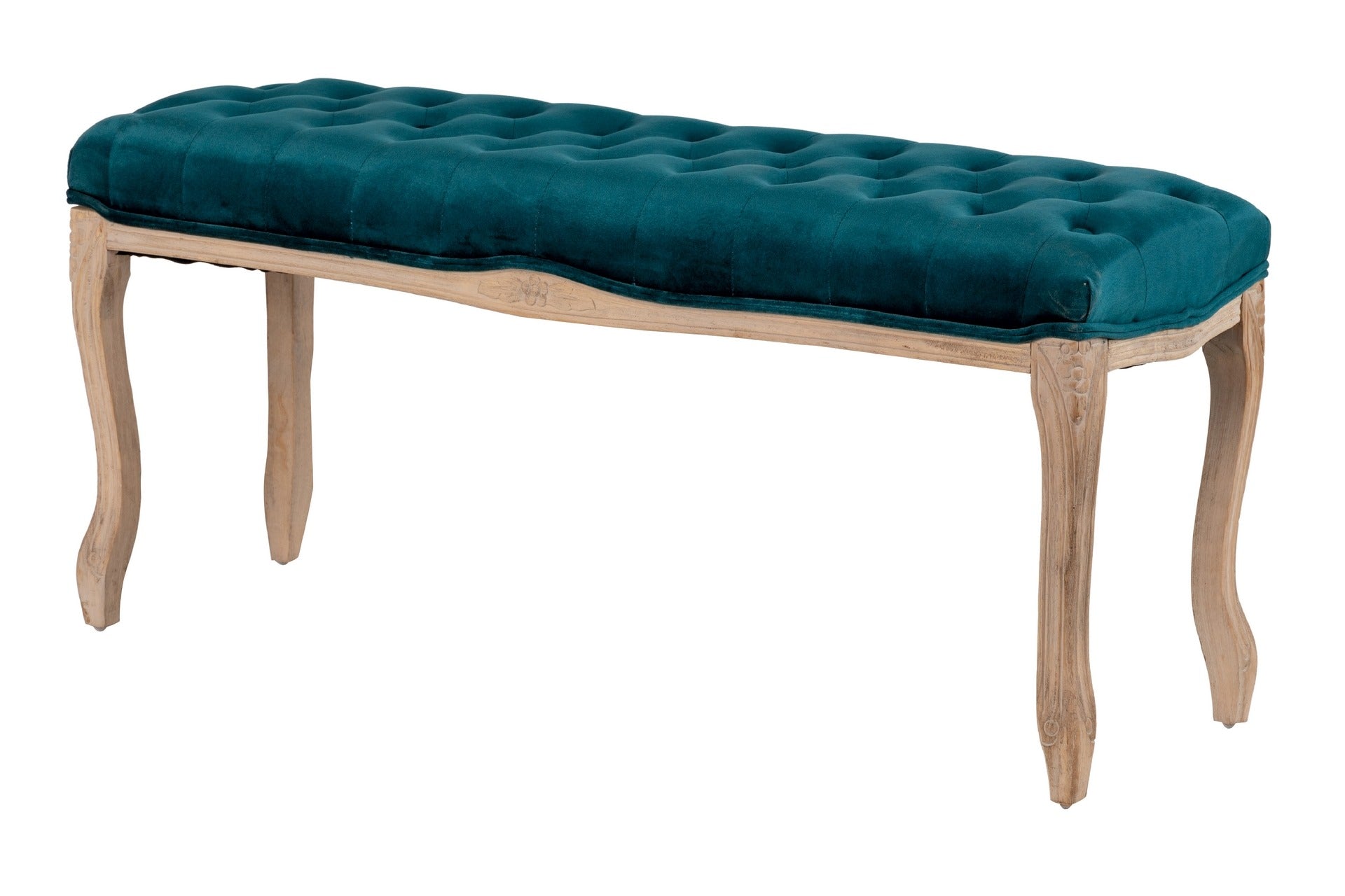 PIE CAMA VELVET CAPITONE PATAS MADERA 110x36x47 CM