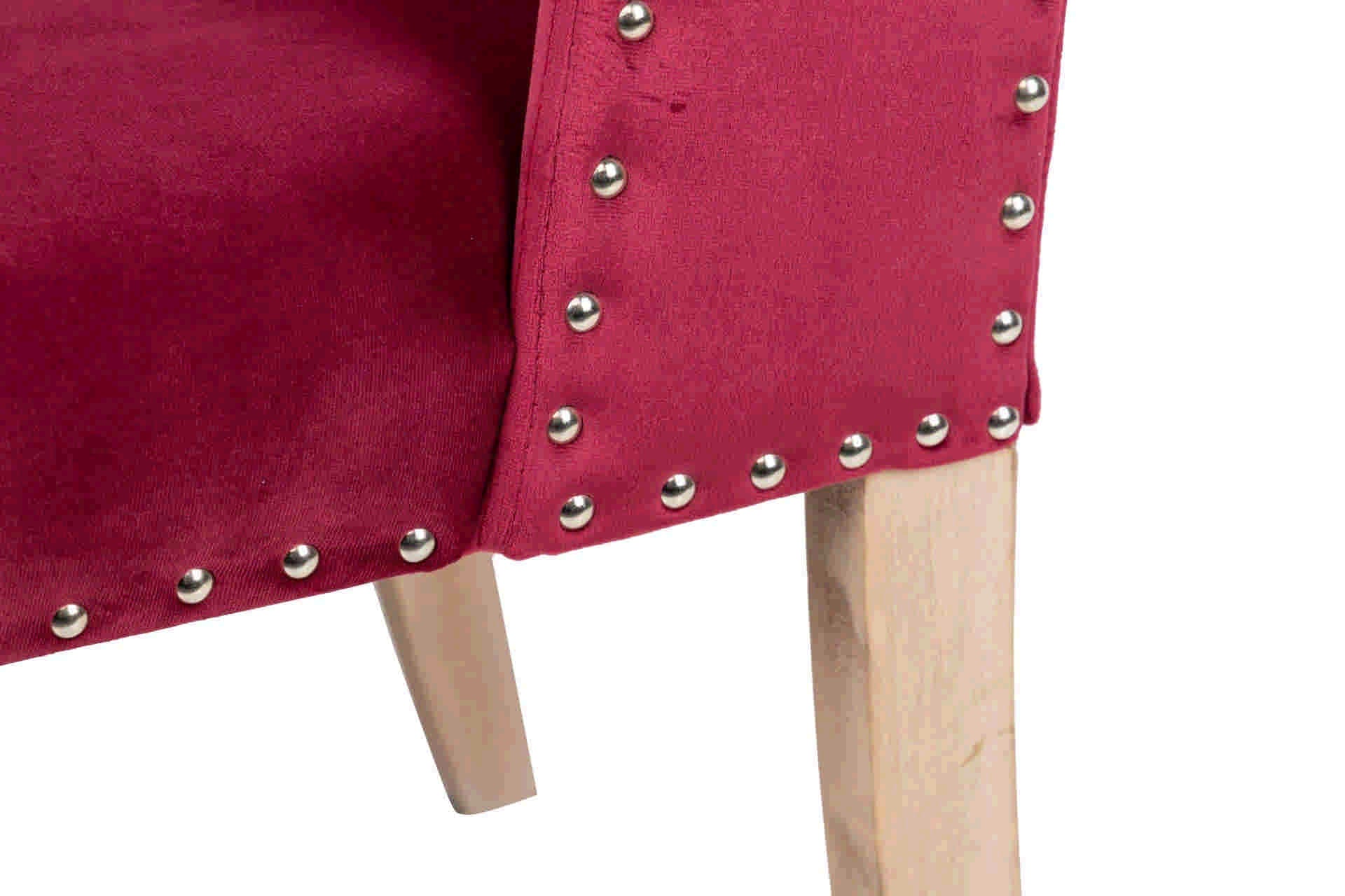 RUBBER WOOD VELVET CHAIR WITH HANDLE 53x53x102 CM - Min. 2 pcs