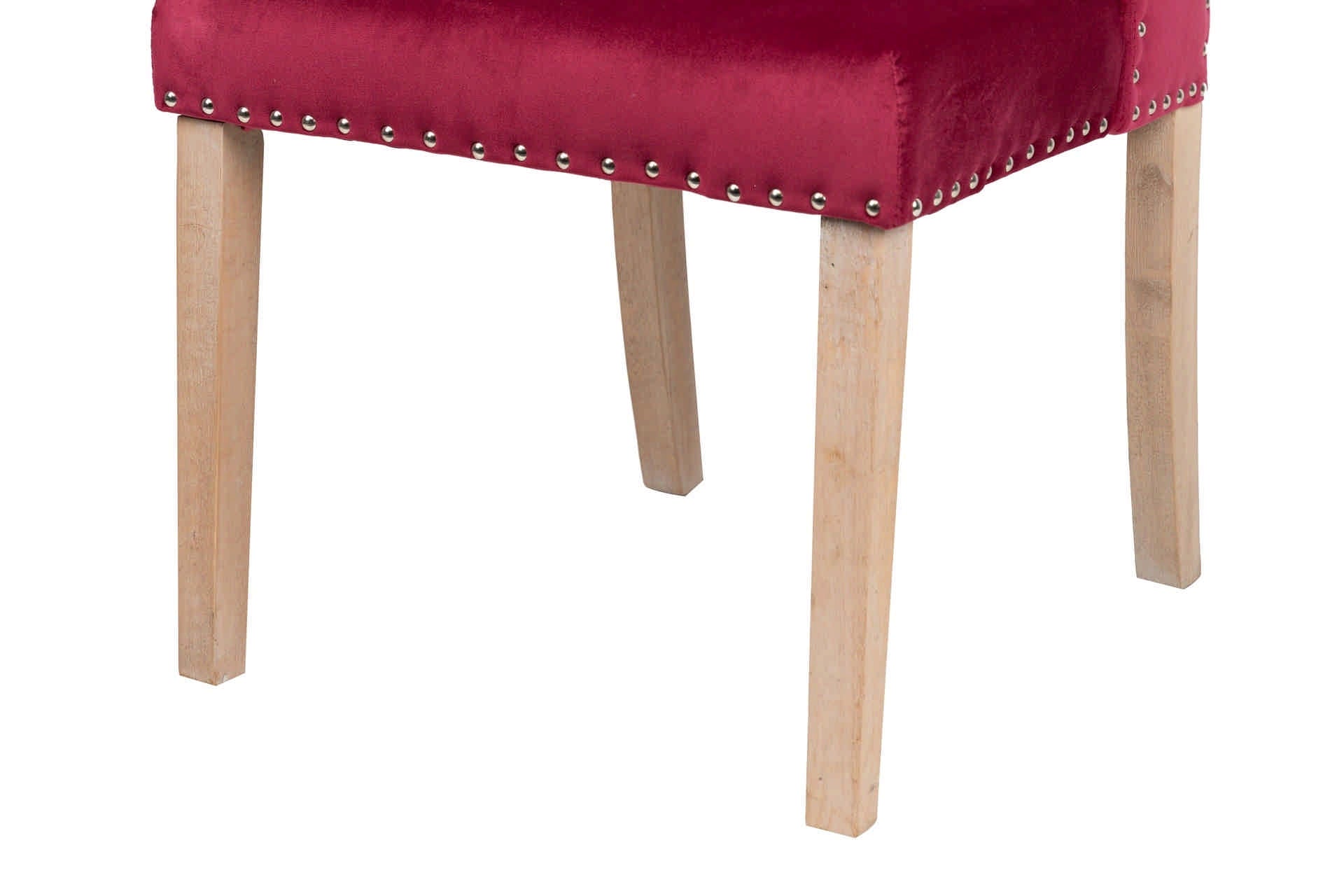 RUBBER WOOD VELVET CHAIR WITH HANDLE 53x53x102 CM - Min. 2 pcs