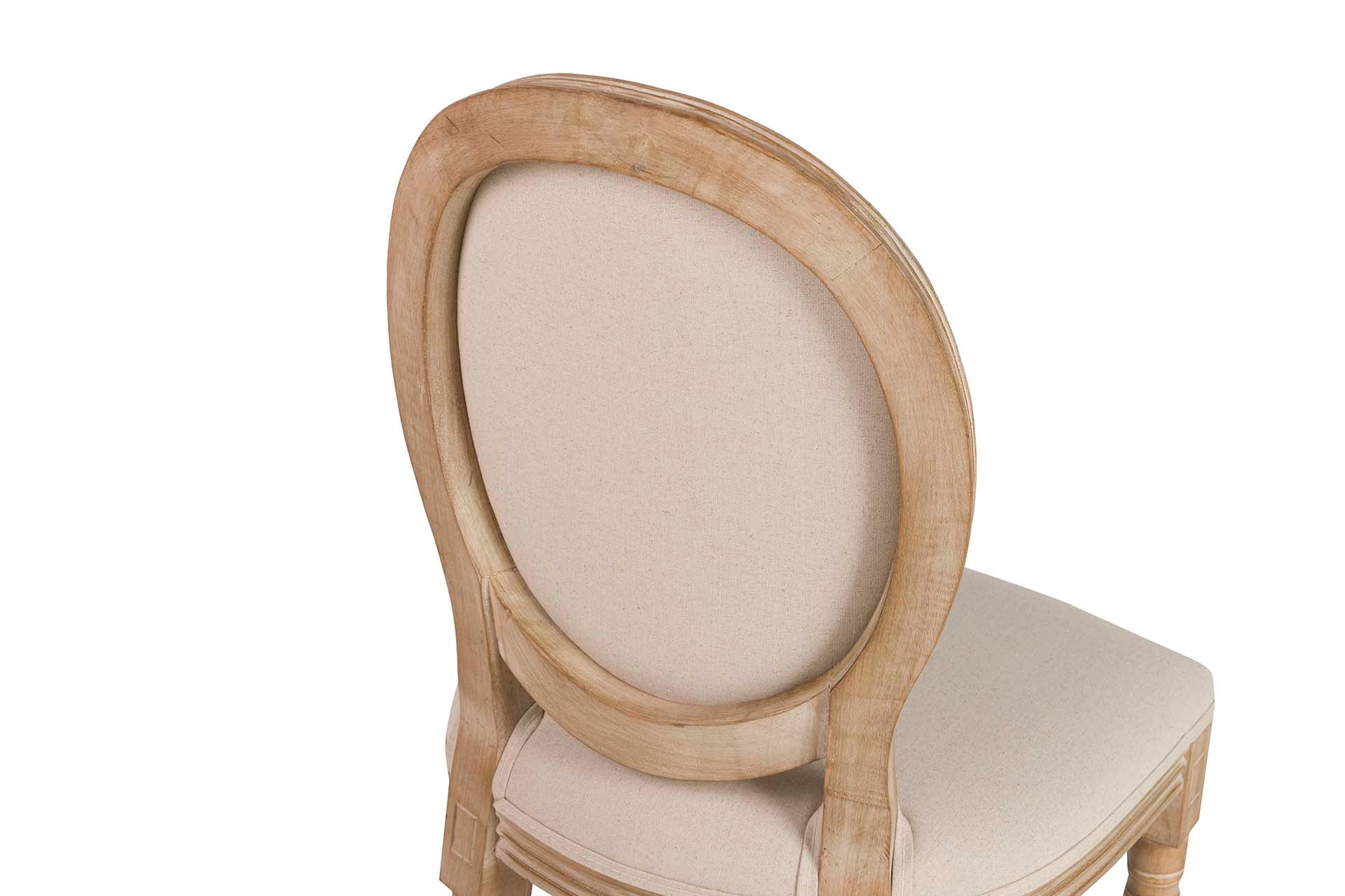 SILLA MEDALLON LINO PATAS DE MADERA 50x53x96 CM - Min.2 uds