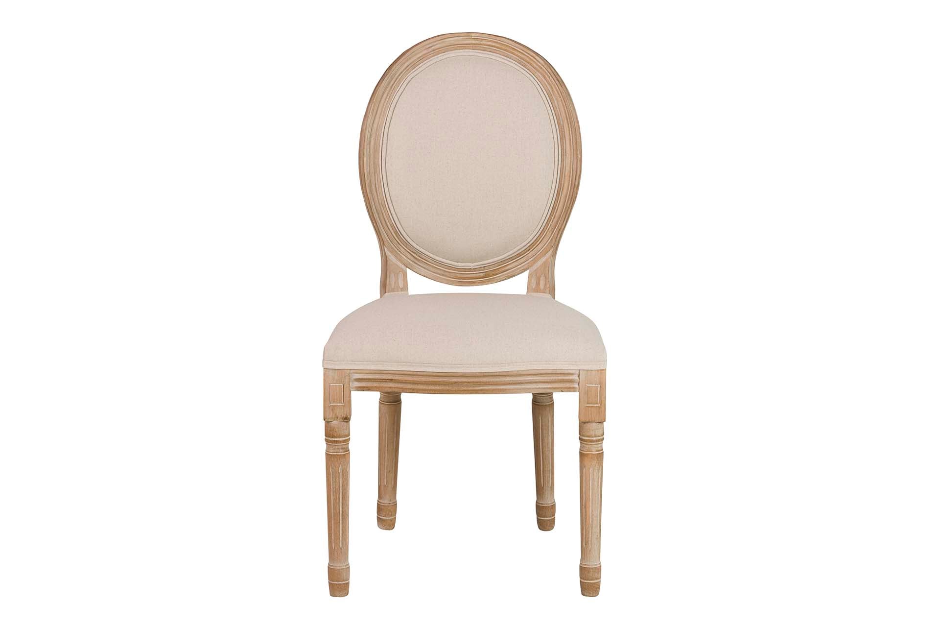 Linen Medallion Chair with Wooden Legs 50x53x96 cm - Min. 2 units