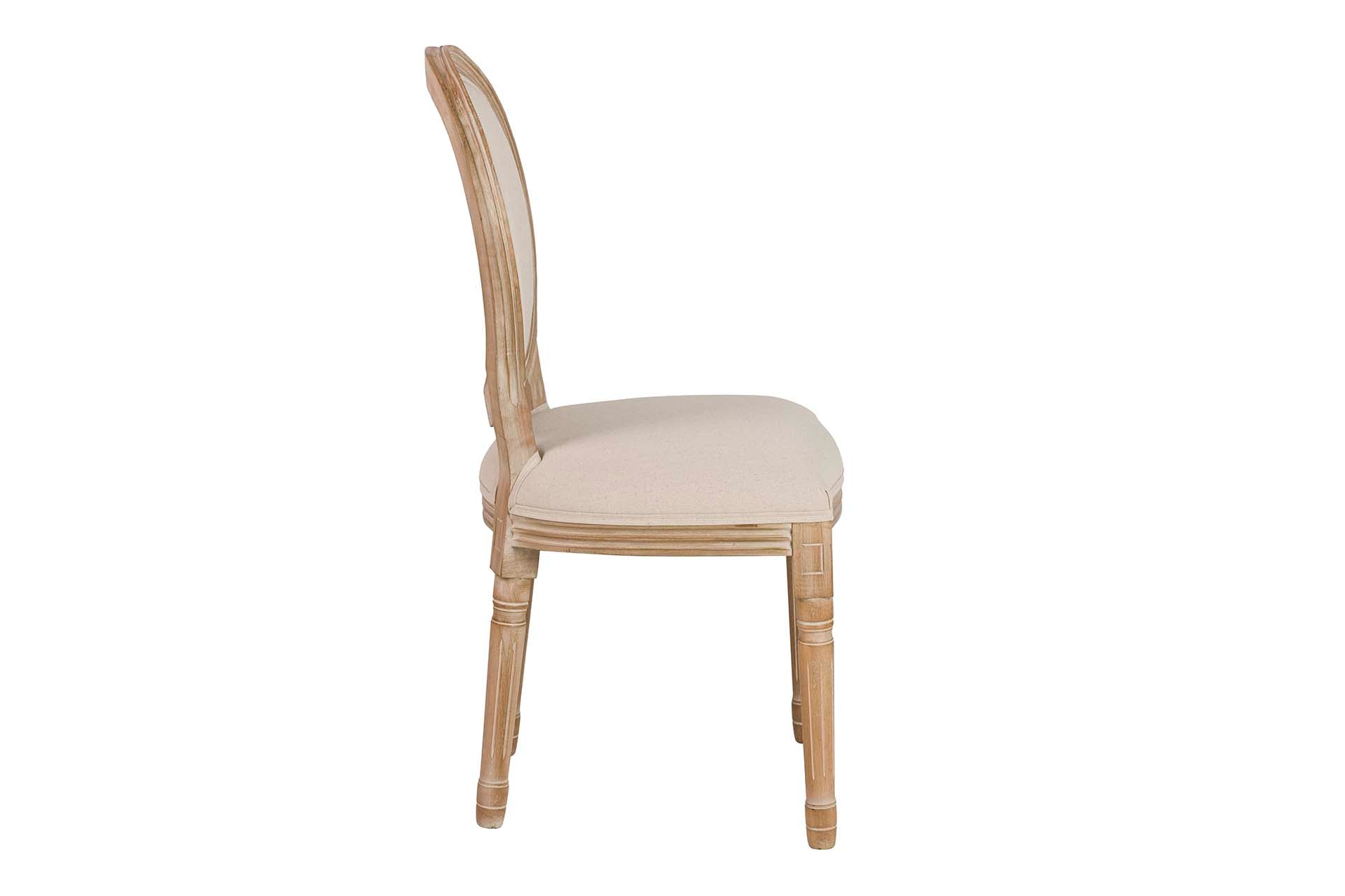 Linen Medallion Chair with Wooden Legs 50x53x96 cm - Min. 2 units