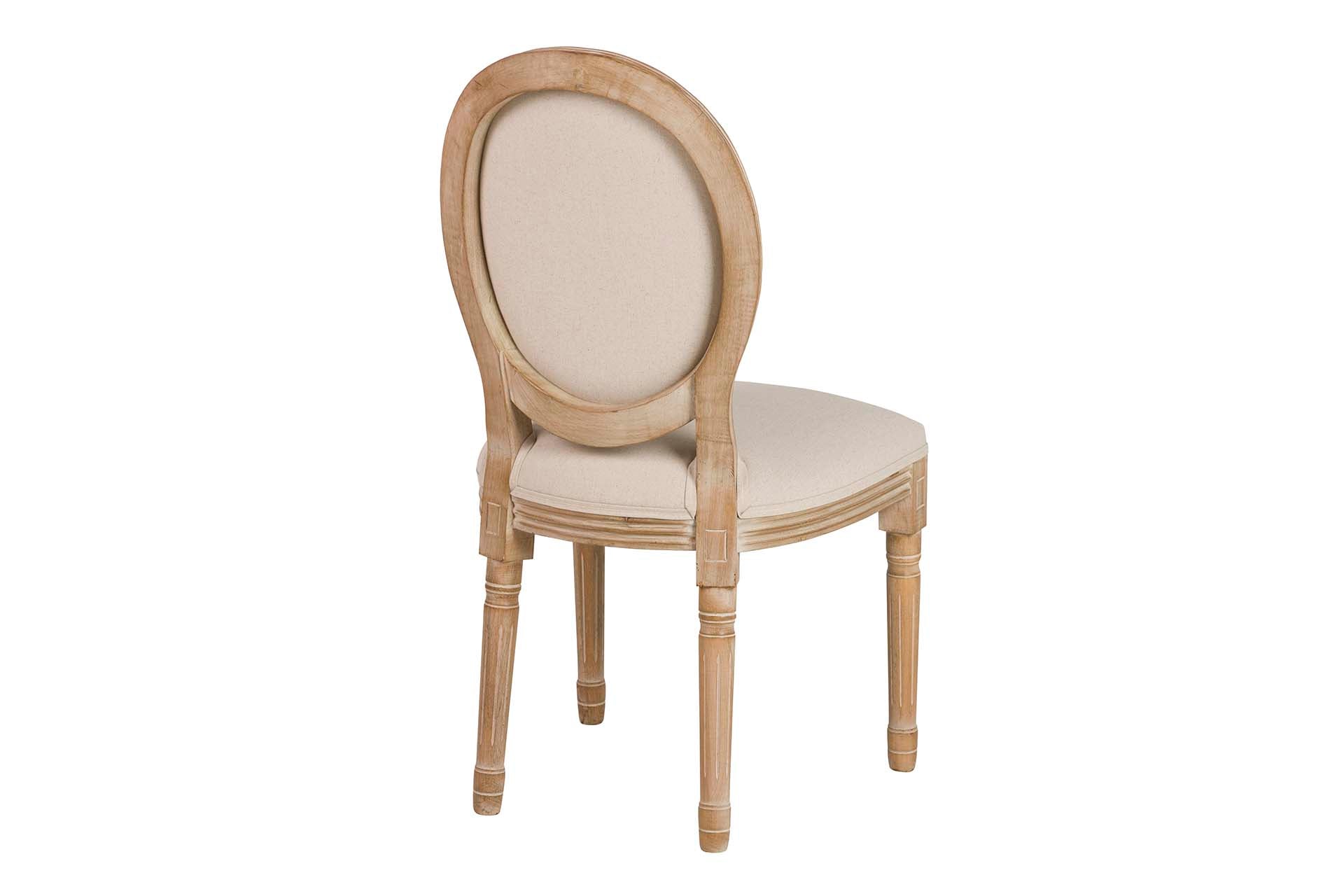 Linen Medallion Chair with Wooden Legs 50x53x96 cm - Min. 2 units