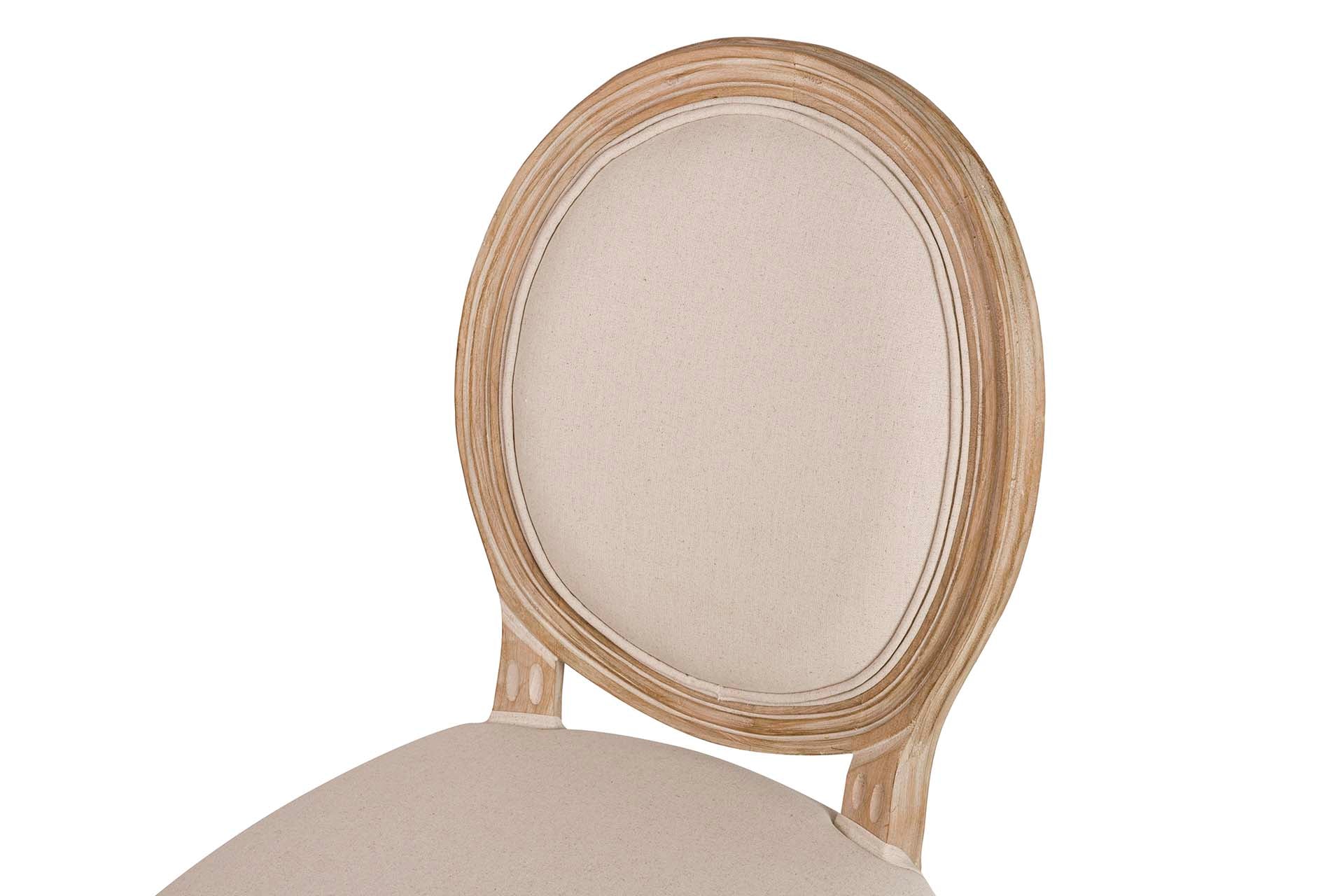 Linen Medallion Chair with Wooden Legs 50x53x96 cm - Min. 2 units