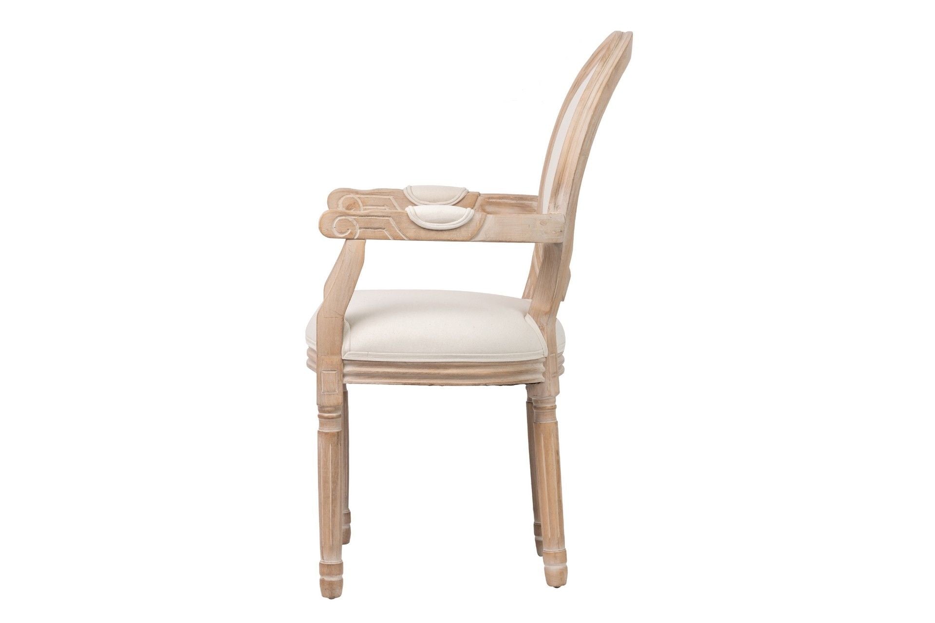 SILLA BRAZOS LINO BEIGE PATAS ROBLE 55x53x96 CM - Min.2 uds