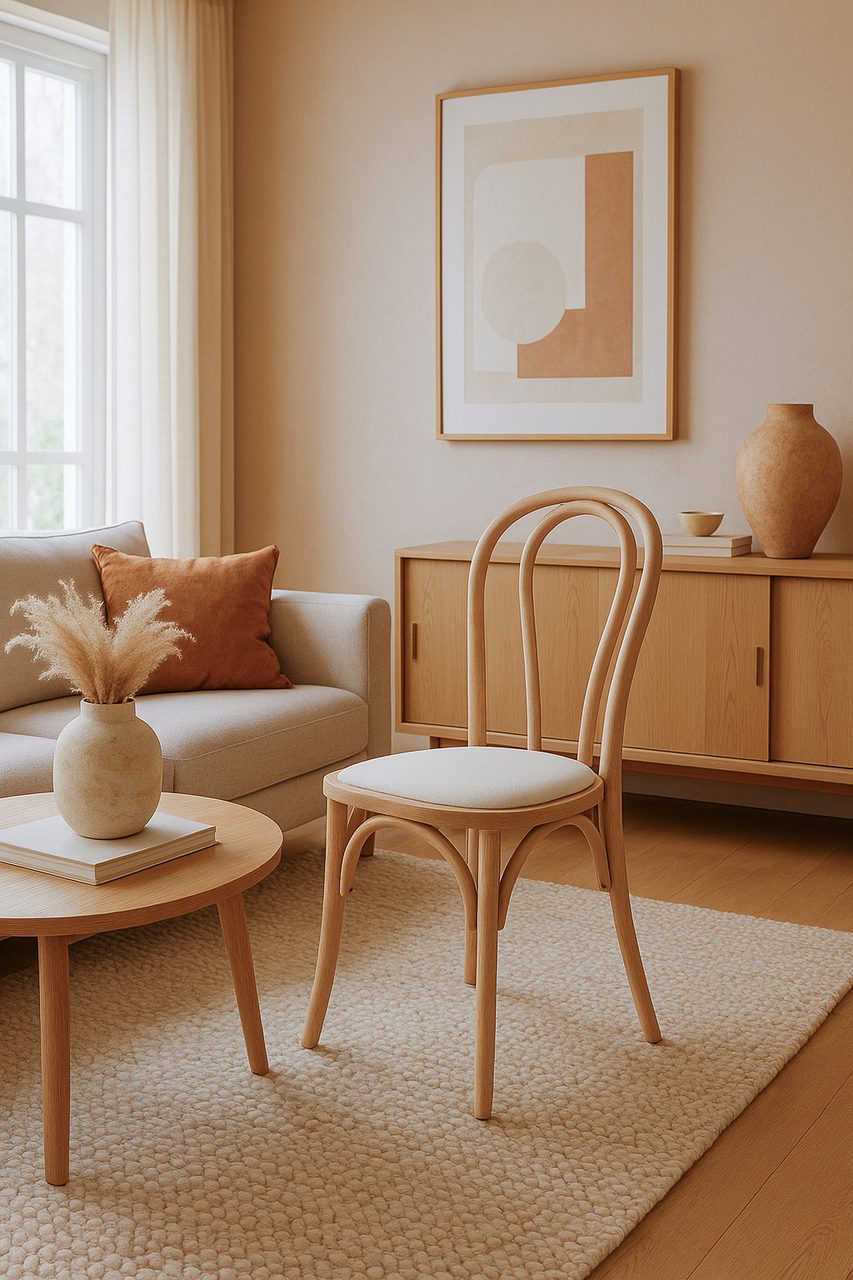 LINEN BIRCH WOOD STACKABLE CHAIR 44x41x91 CM - Min.2 units