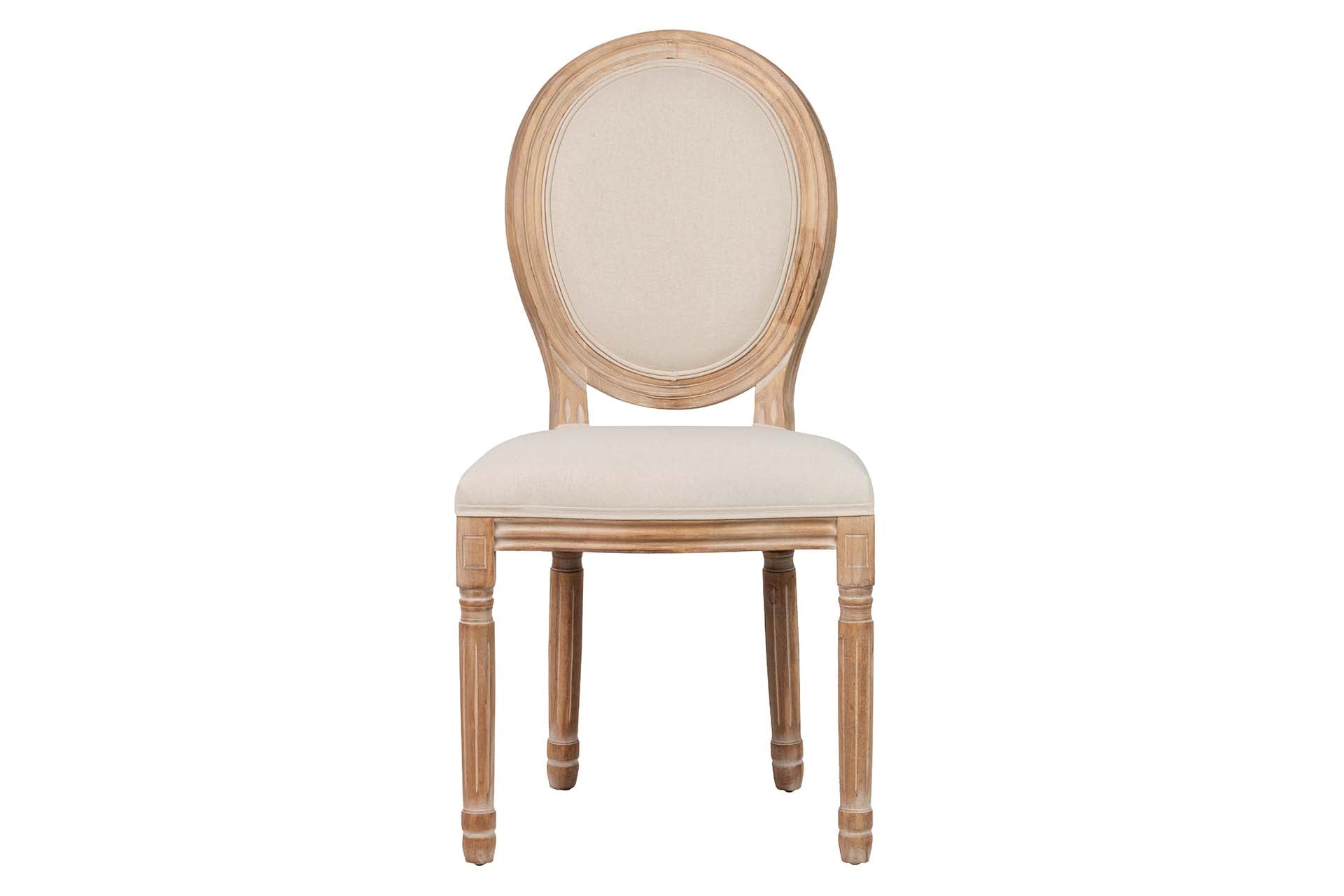 SILLA MEDALLON LINO PATAS DE MADERA 48x48x96 CM - Min.2 uds