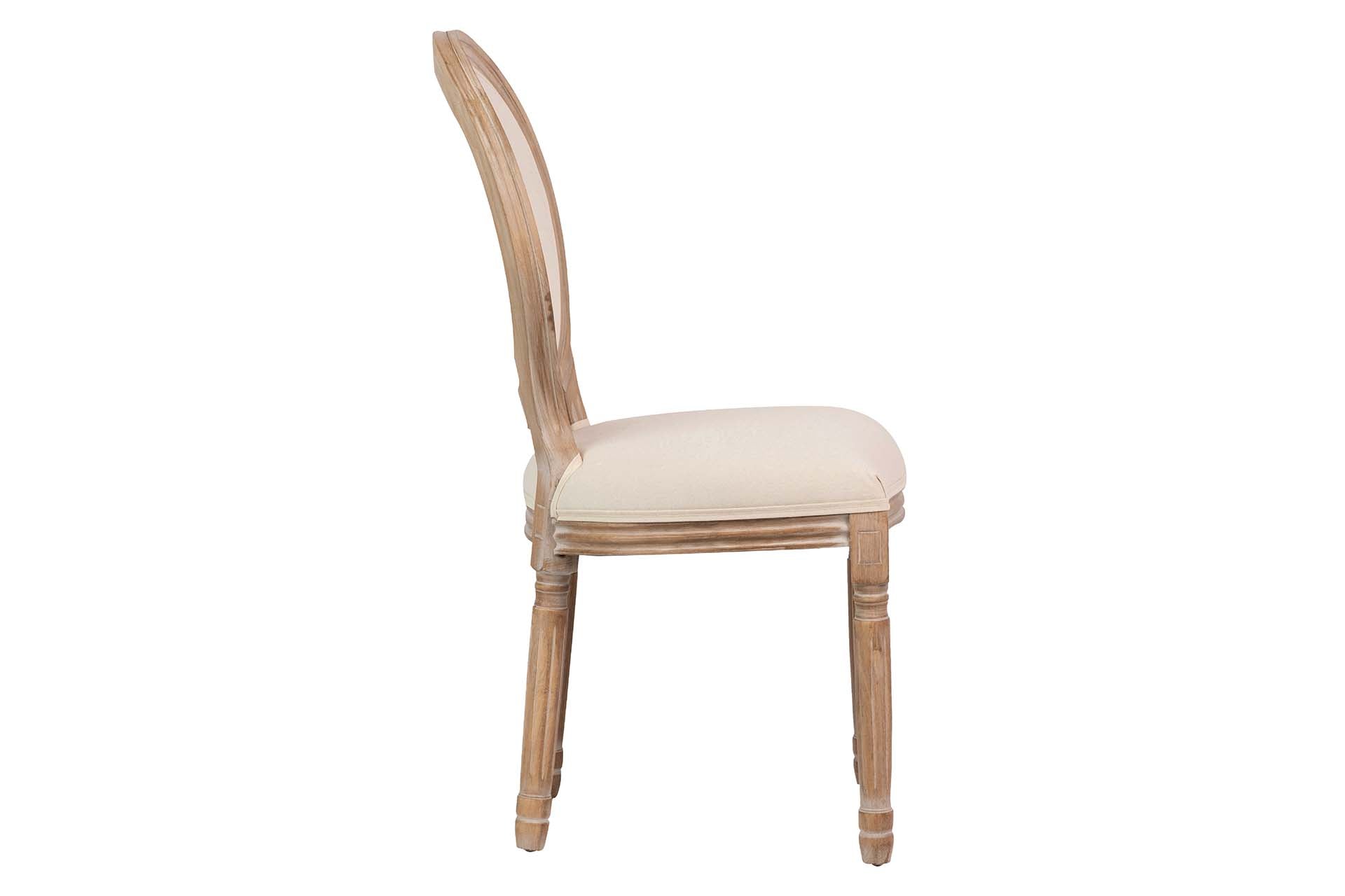 SILLA MEDALLON LINO PATAS DE MADERA 48x48x96 CM - Min.2 uds