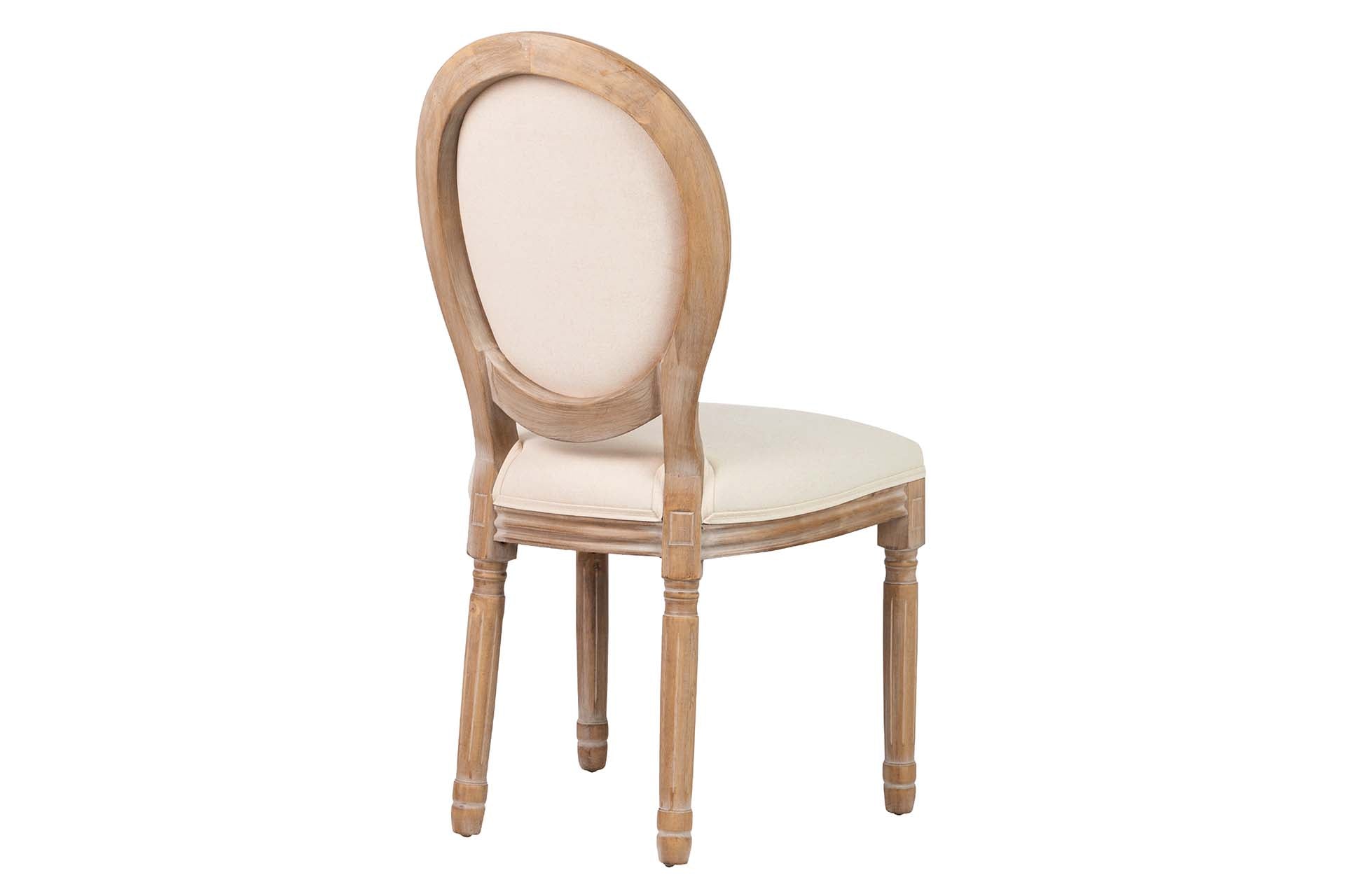 SILLA MEDALLON LINO PATAS DE MADERA 48x48x96 CM - Min.2 uds