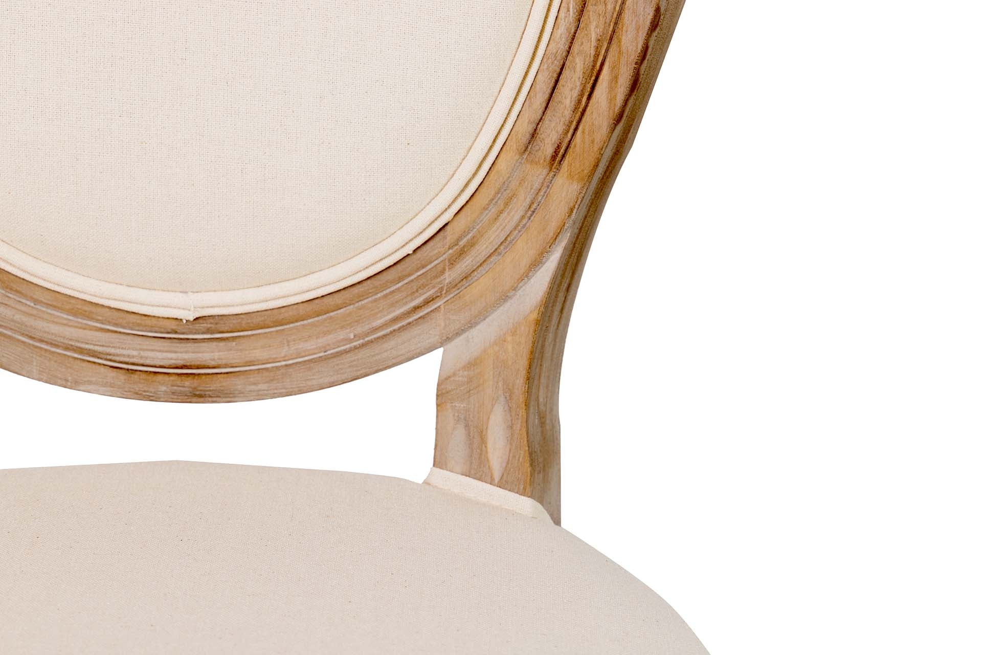 SILLA MEDALLON LINO PATAS DE MADERA 48x48x96 CM - Min.2 uds