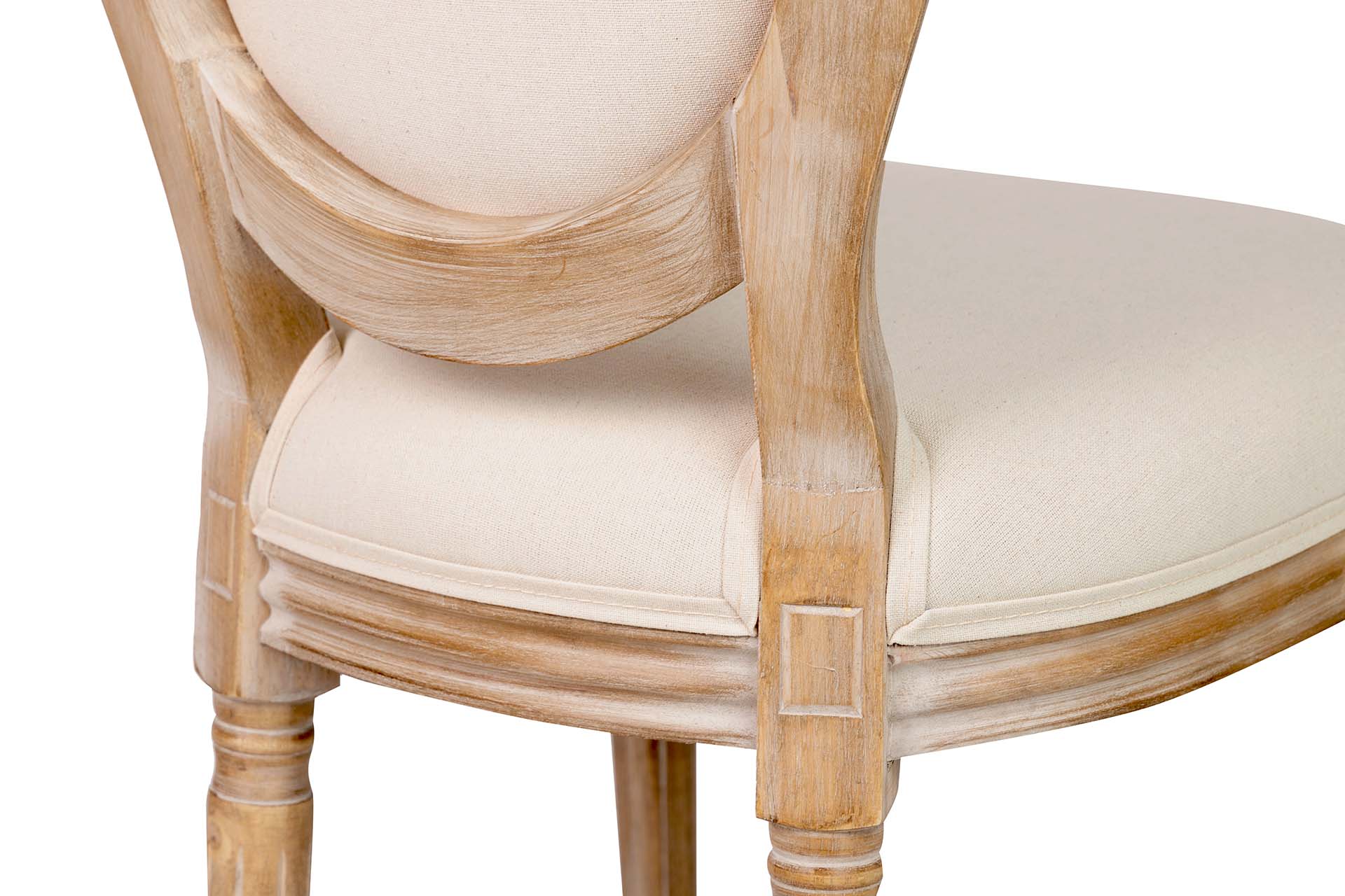 SILLA MEDALLON LINO PATAS DE MADERA 48x48x96 CM - Min.2 uds