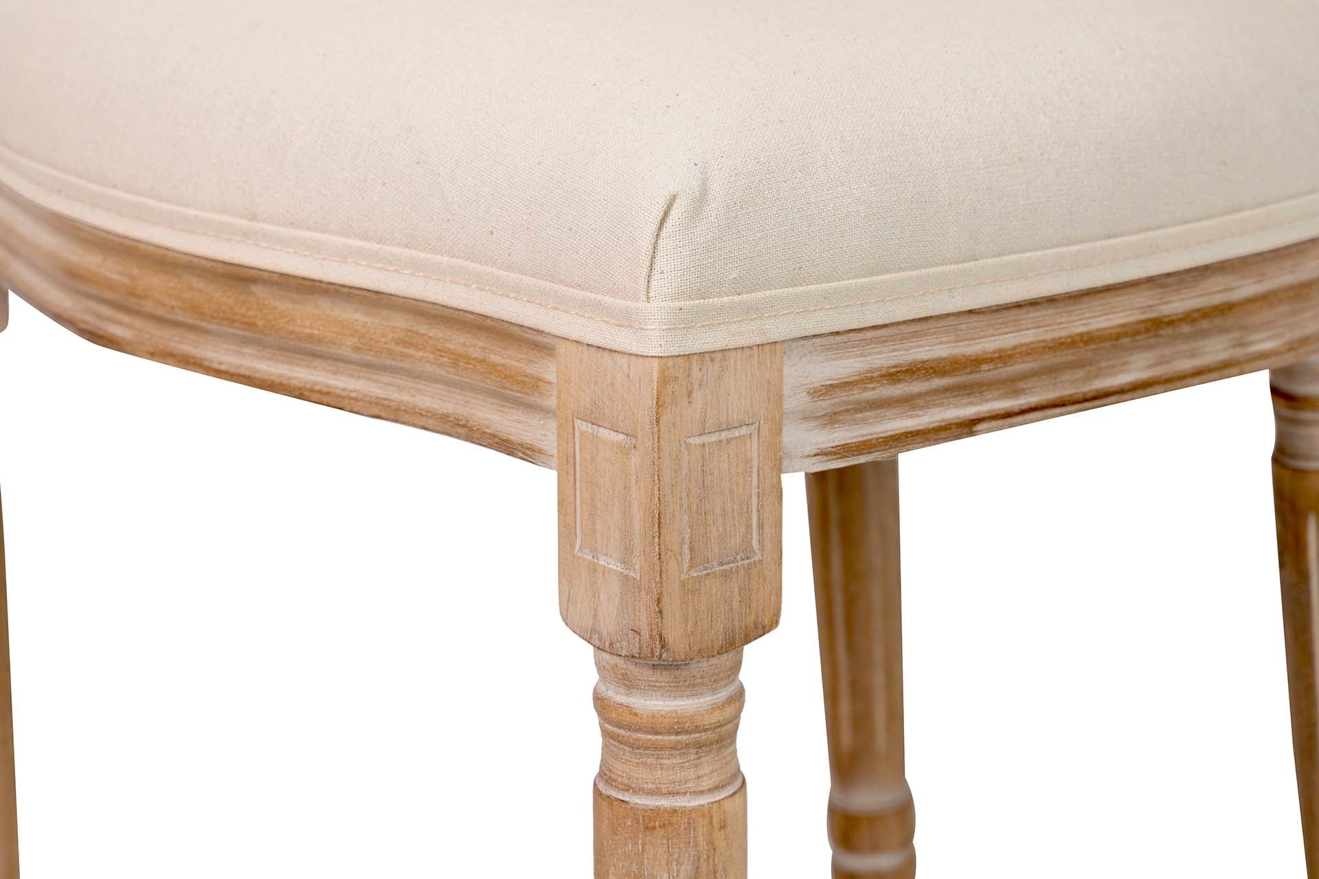 SILLA MEDALLON LINO PATAS DE MADERA 48x48x96 CM - Min.2 uds