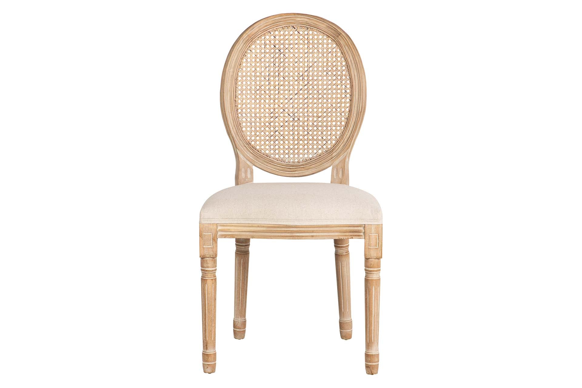 SILLA MEDALLON CON REJILLA PATAS MADERA 48x48x96CM - Min.2 uds