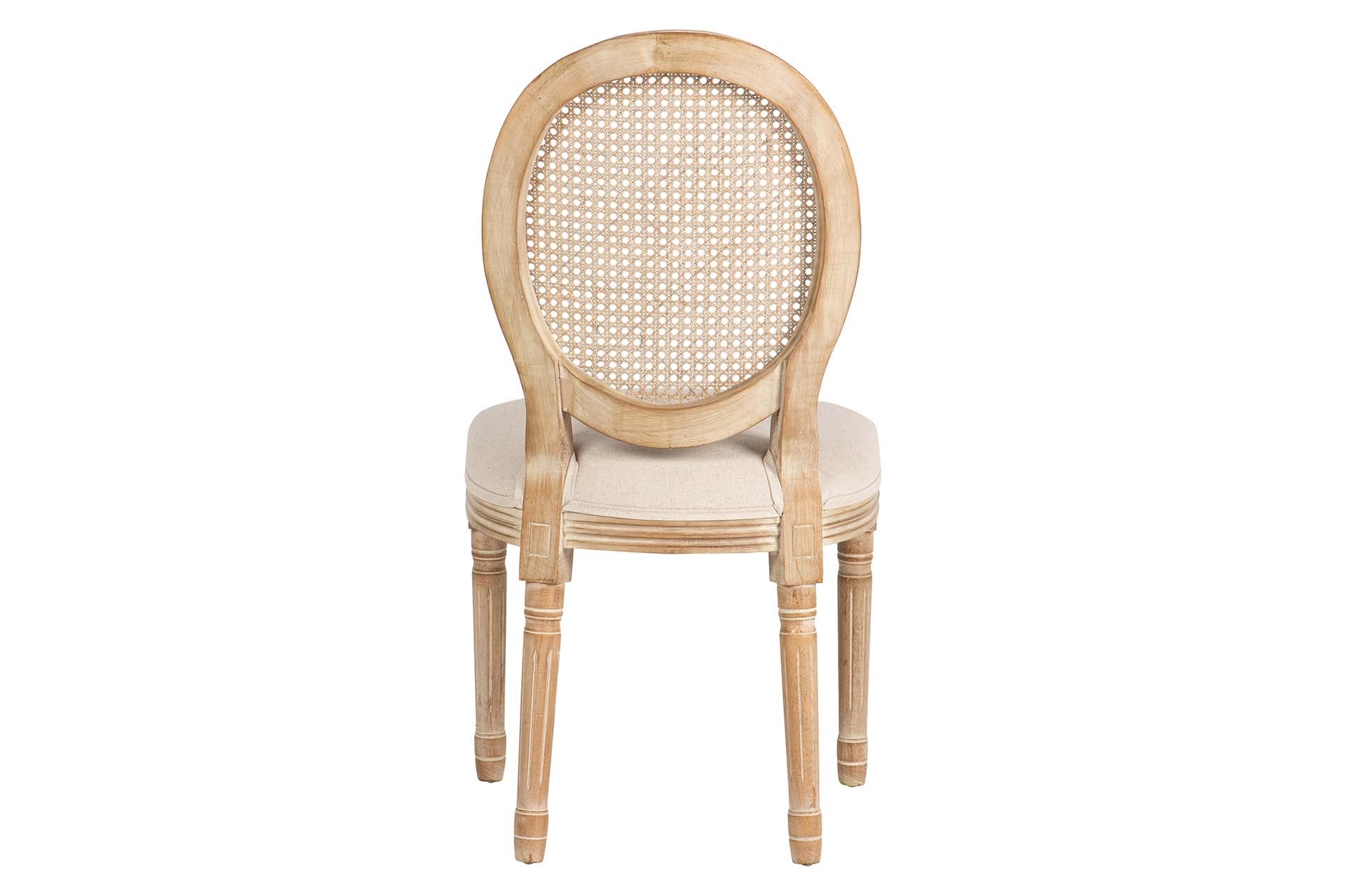 SILLA MEDALLON CON REJILLA PATAS MADERA 48x48x96CM - Min.2 uds