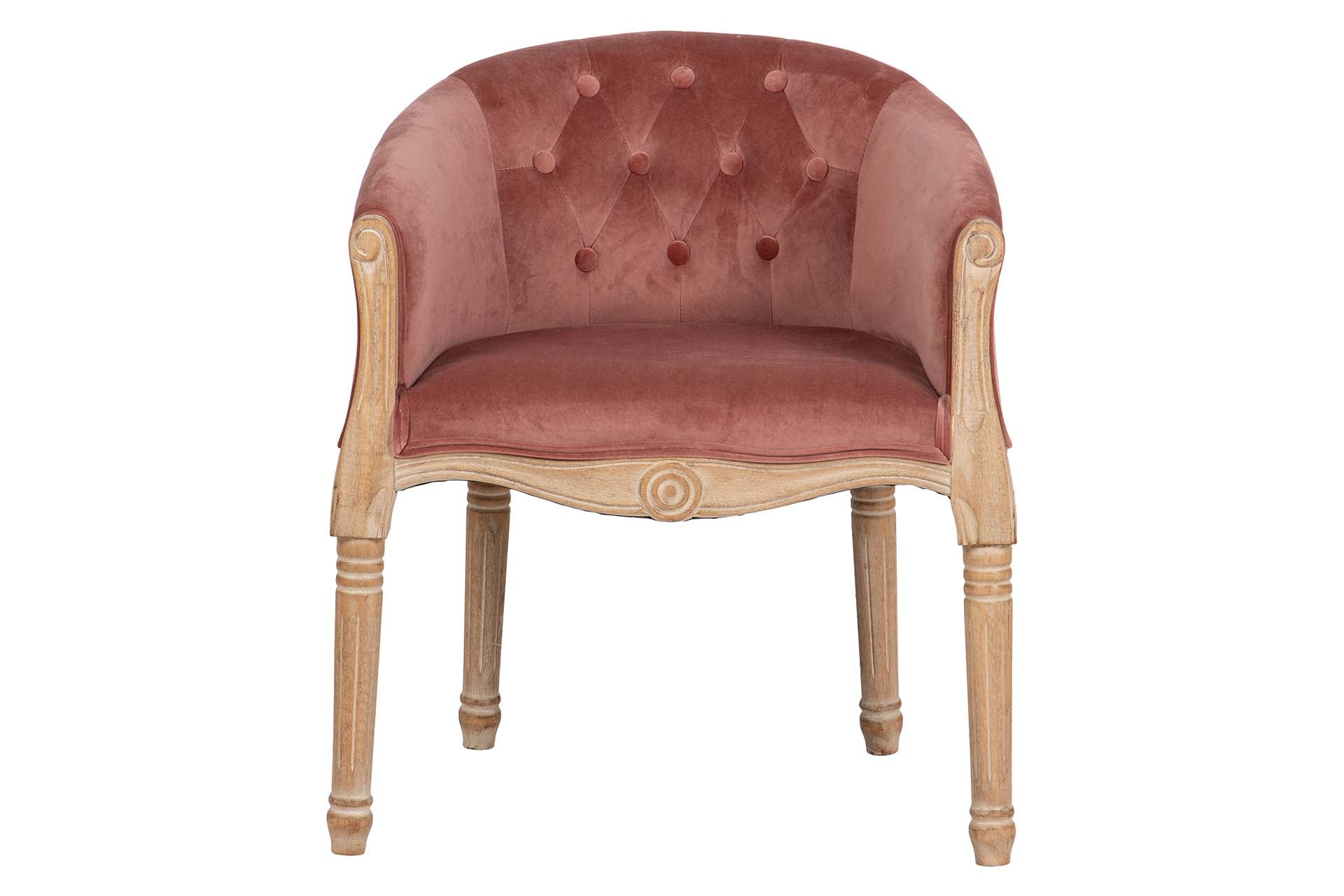 BUTACA VELVET CAPITONE PATAS MADERA 61x61x71 CM - Min.2 uds