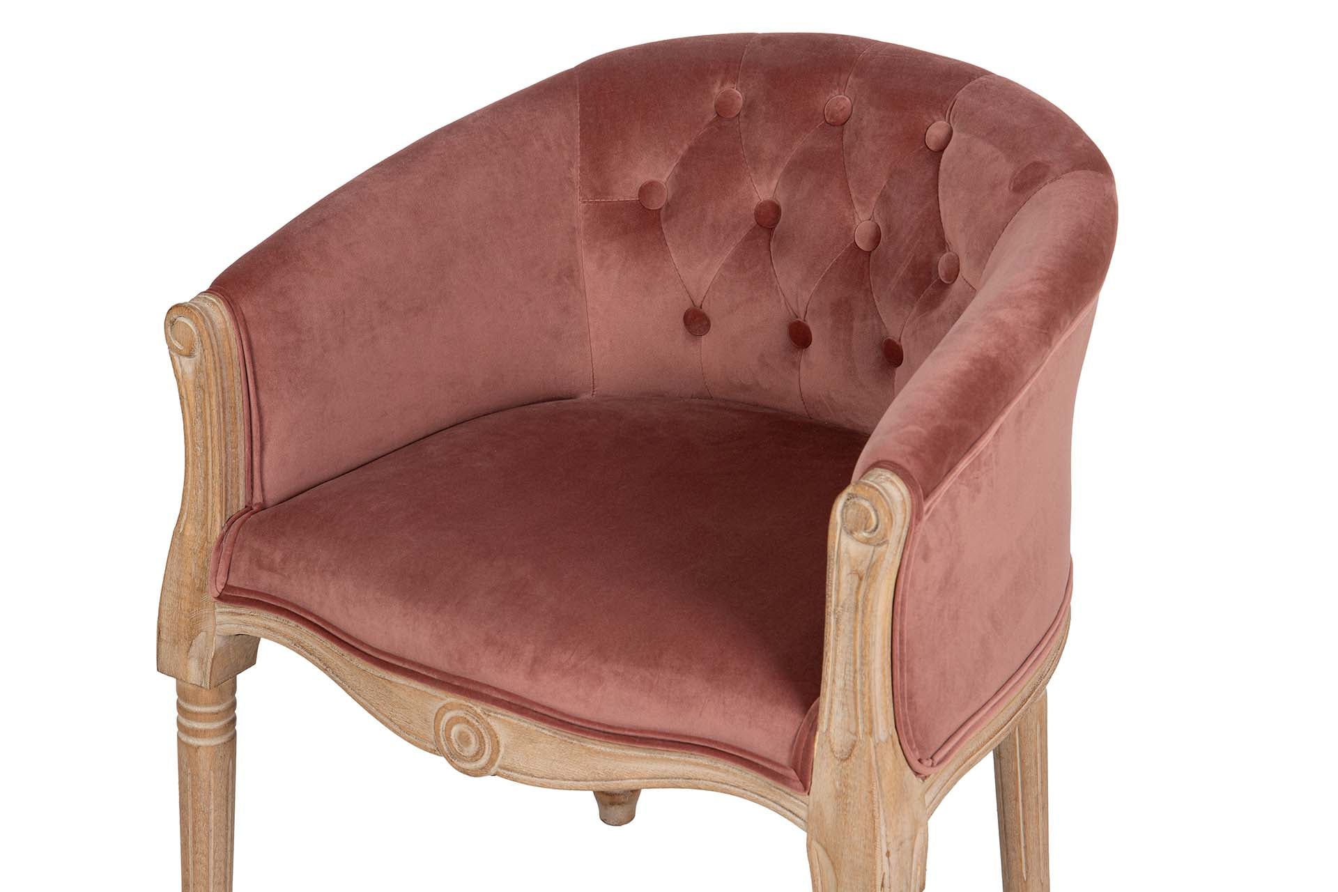 BUTACA VELVET CAPITONE PATAS MADERA 61x61x71 CM - Min.2 uds