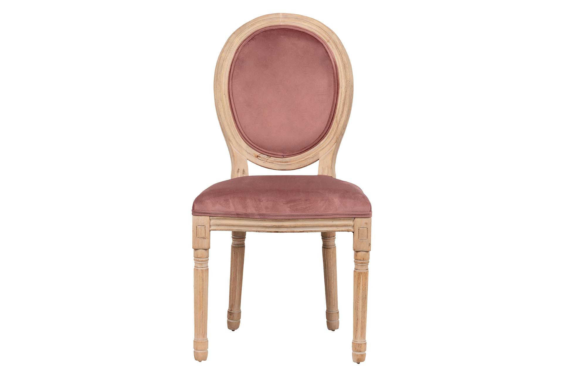 SILLA MEDALLON VELVET PATAS DE MADERA 48x48x96 CM - Min.2 uds