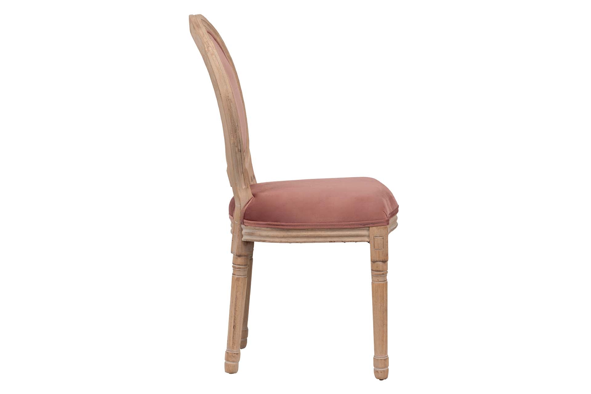 SILLA MEDALLON VELVET PATAS DE MADERA 48x48x96 CM - Min.2 uds