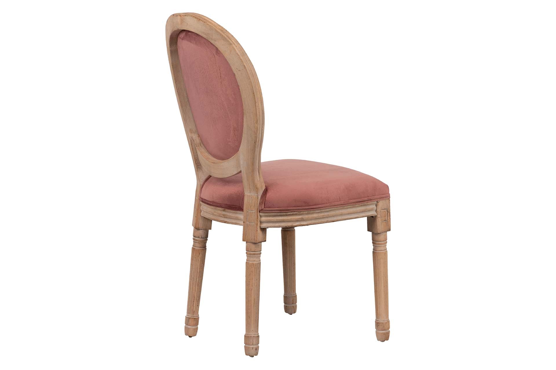 SILLA MEDALLON VELVET PATAS DE MADERA 48x48x96 CM - Min.2 uds