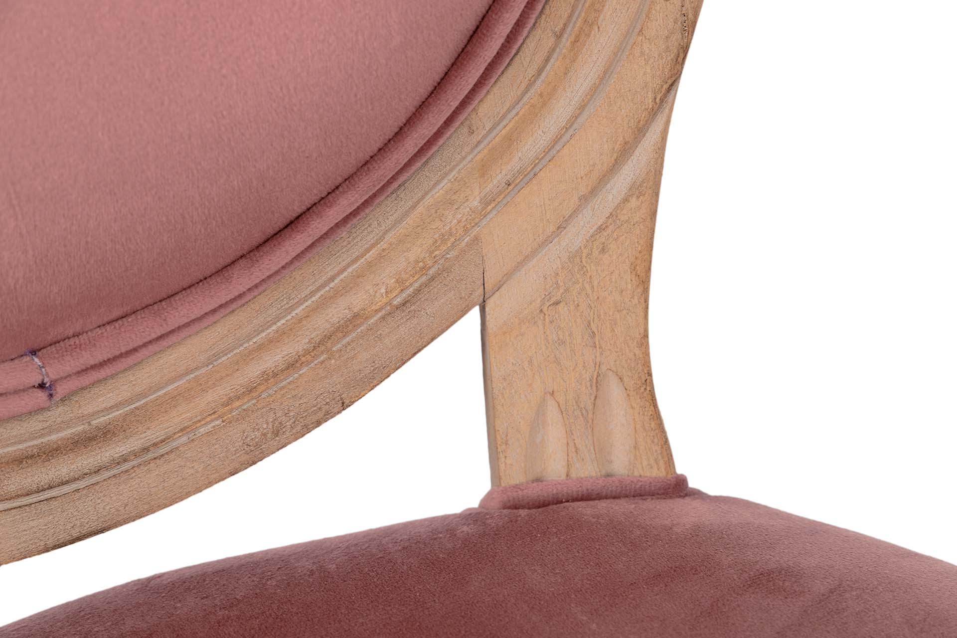 SILLA MEDALLON VELVET PATAS DE MADERA 48x48x96 CM - Min.2 uds