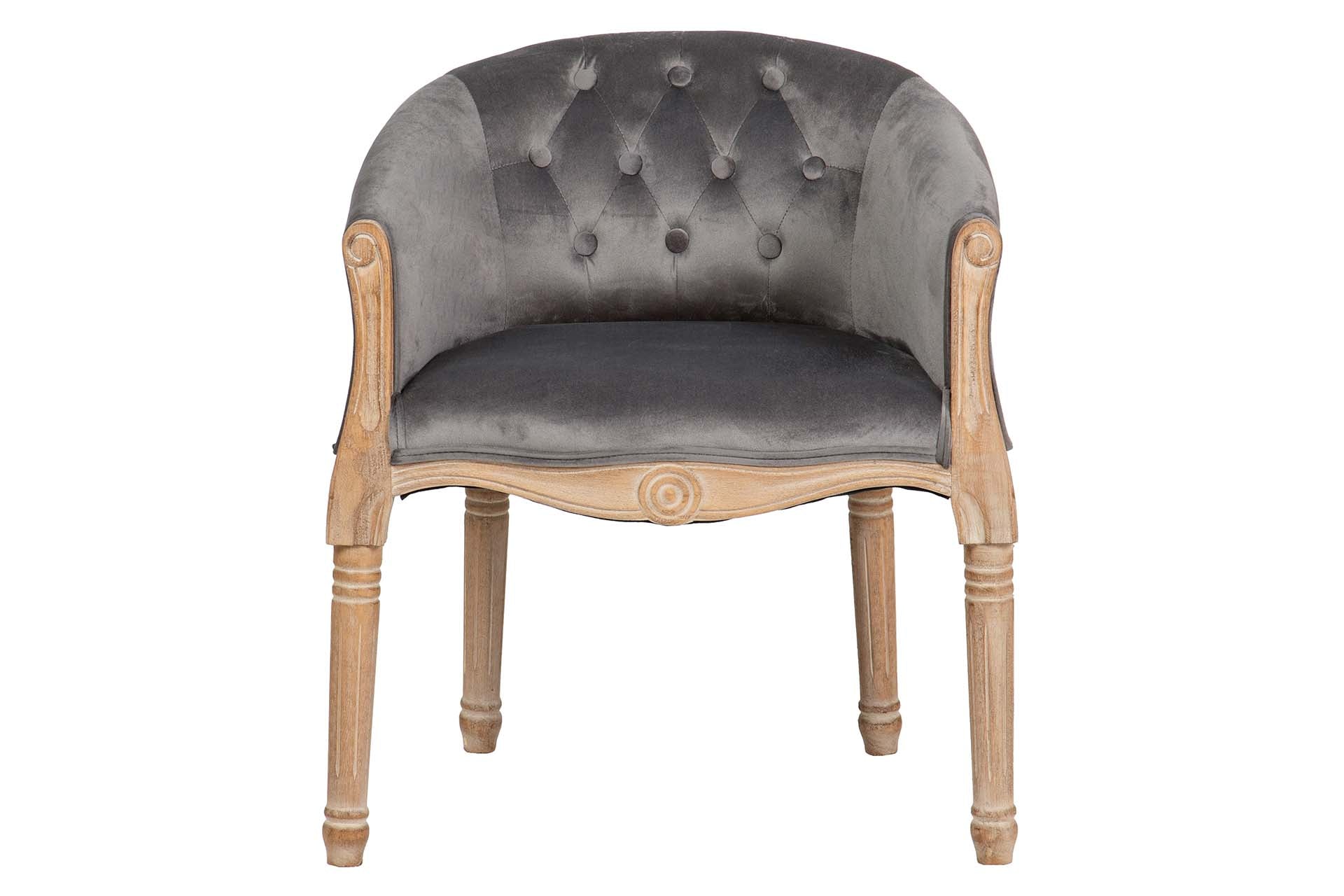 BUTACA VELVET CAPITONE PATAS MADERA 61x61x71 CM - Min.2 uds