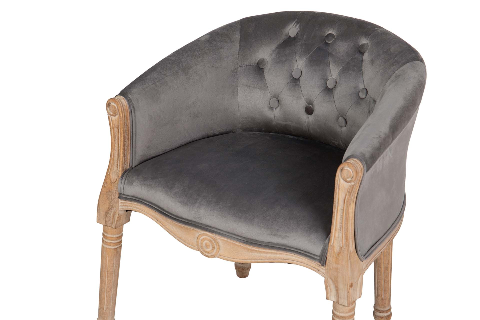 BUTACA VELVET CAPITONE PATAS MADERA 61x61x71 CM - Min.2 uds