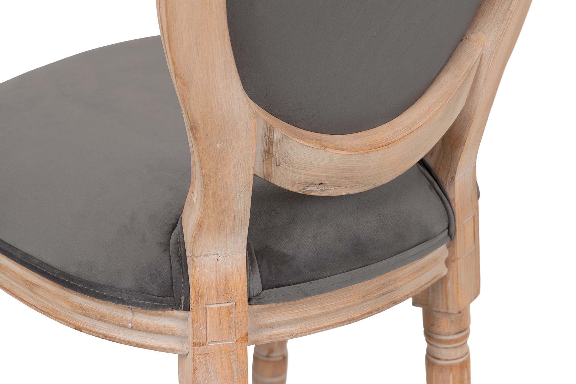 SILLA MEDALLON VELVET PATAS DE MADERA 48x48x96 CM - Min.2 uds