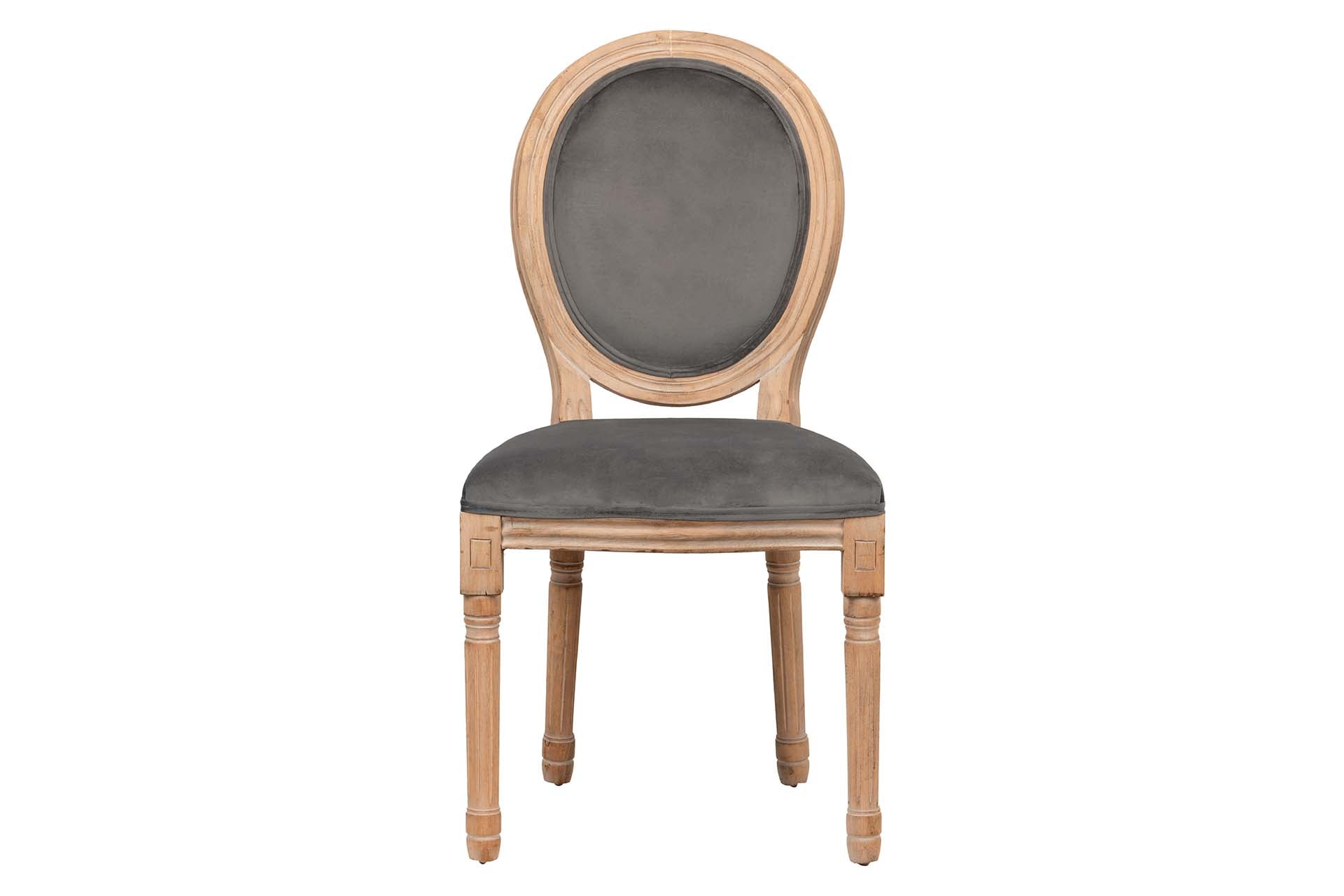 SILLA MEDALLON VELVET PATAS DE MADERA 48x48x96 CM - Min.2 uds