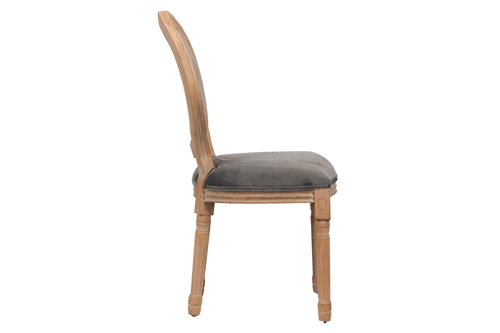 SILLA MEDALLON VELVET PATAS DE MADERA 48x48x96 CM - Min.2 uds