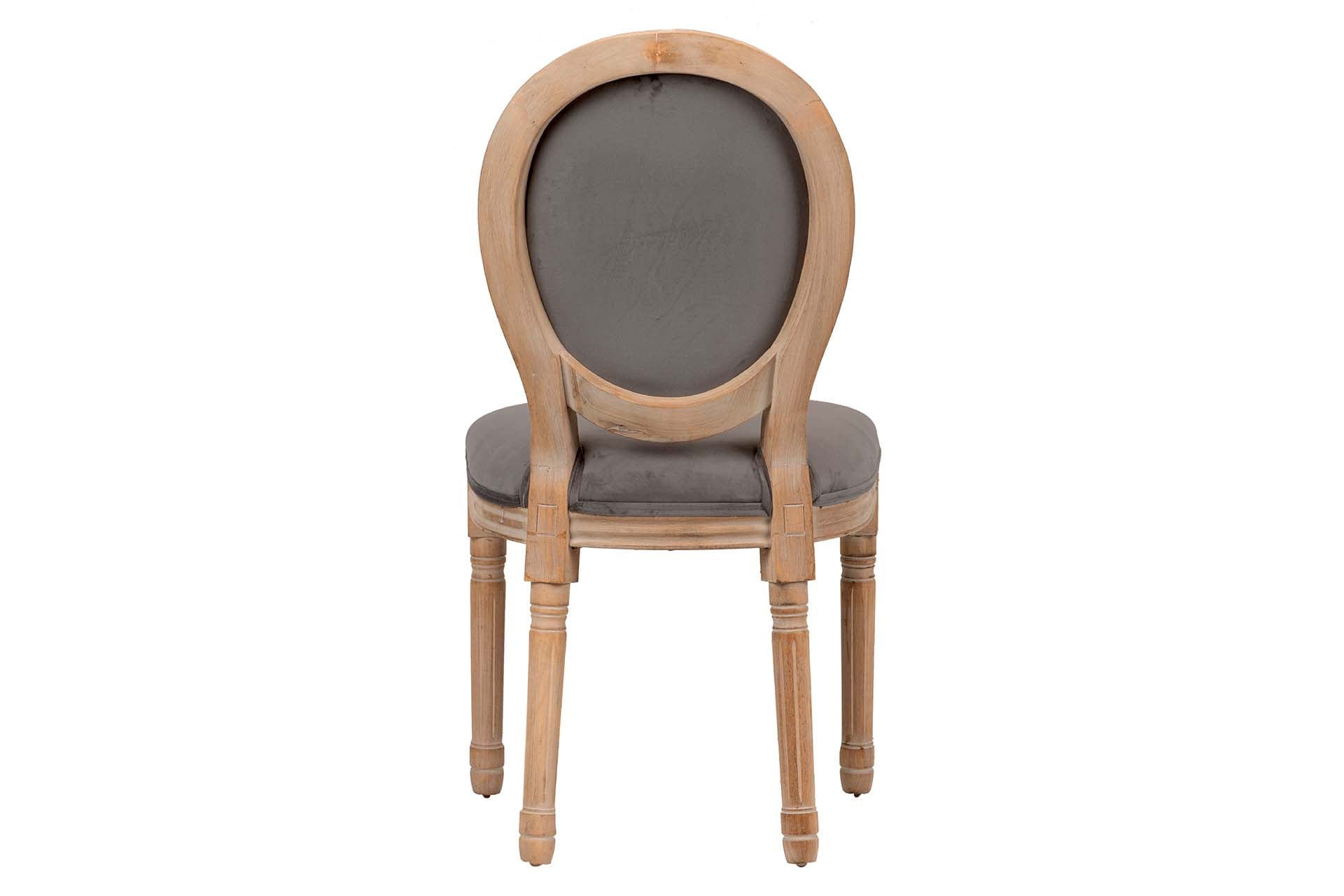 SILLA MEDALLON VELVET PATAS DE MADERA 48x48x96 CM - Min.2 uds