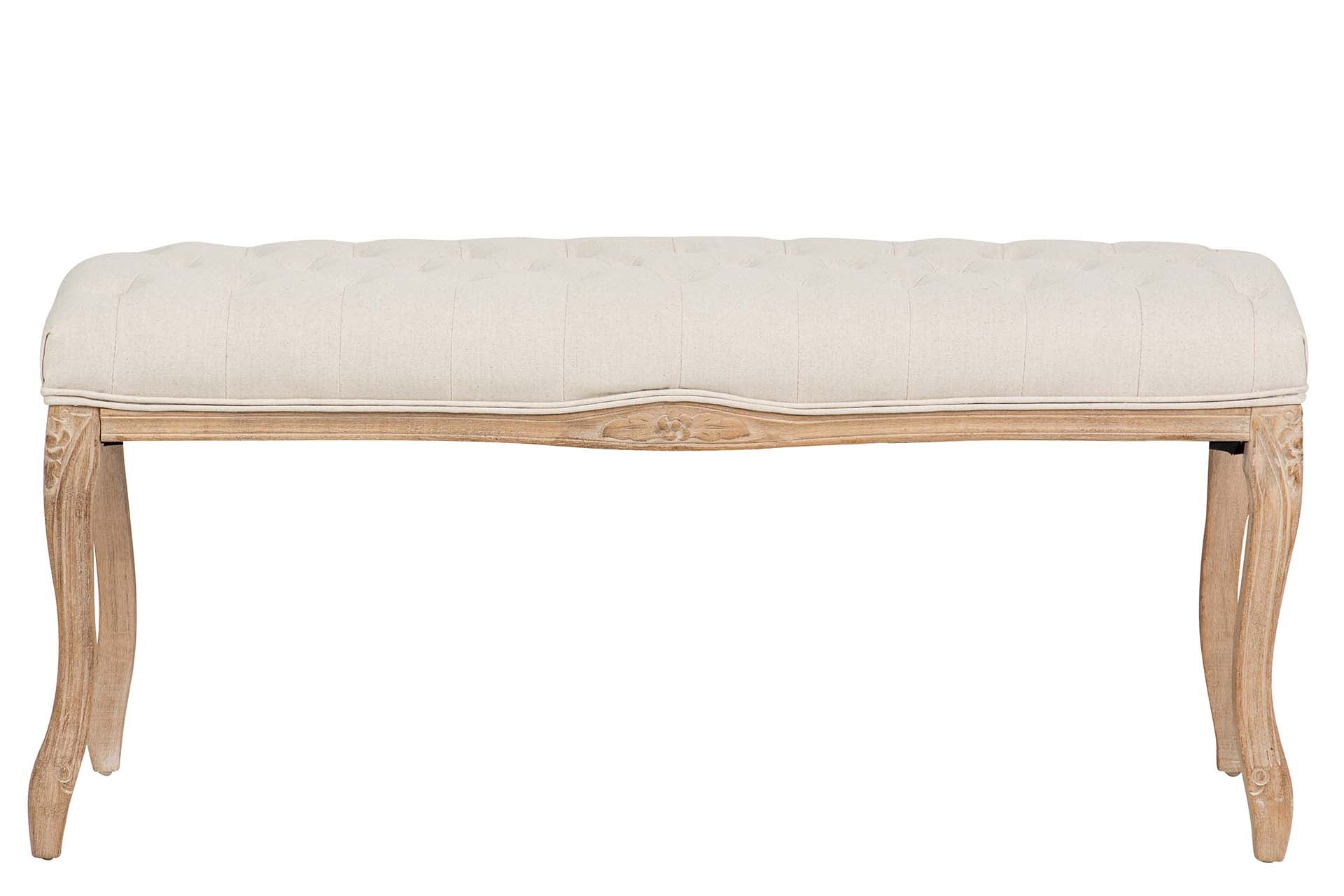 PIE DE CAMA LINO CAPITONE PATAS MADERA 110x36x47CM