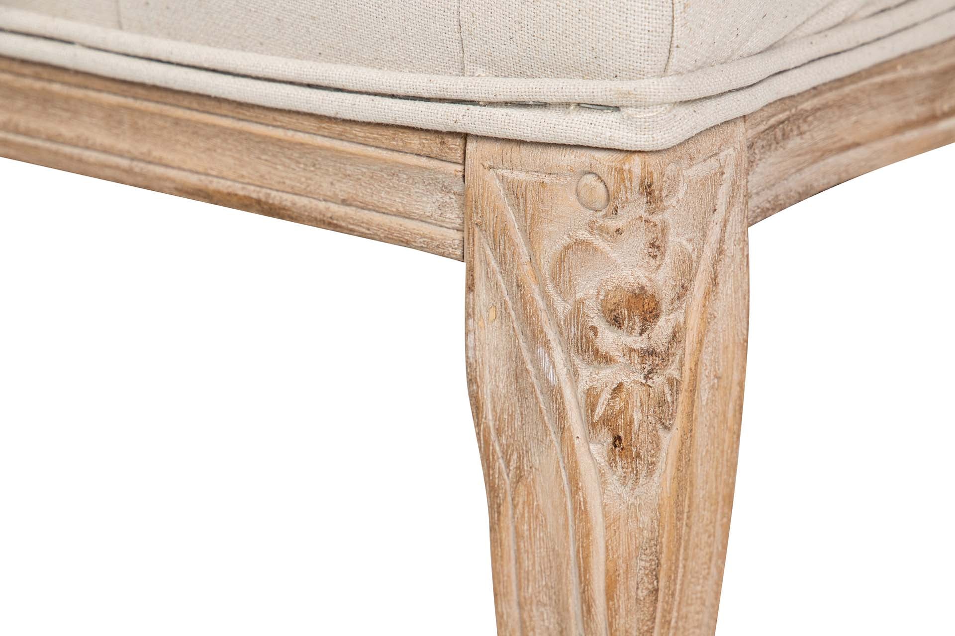 PIE DE CAMA LINO CAPITONE PATAS MADERA 110x36x47CM