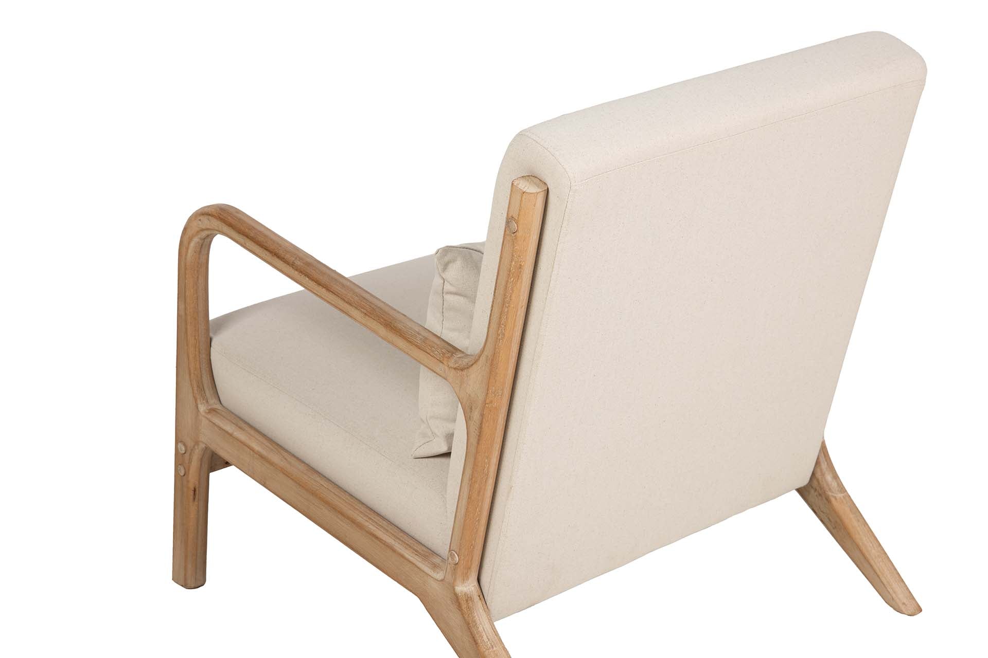 SILLON MADERA DE CAUCHO LINO BEIGE 66x85x74 CM