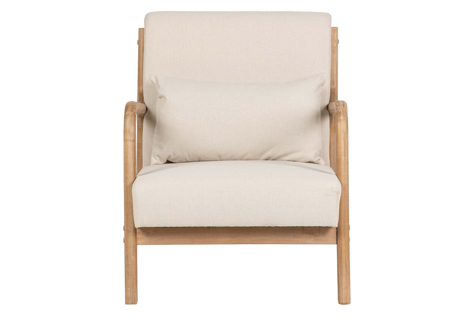 SILLON MADERA DE CAUCHO LINO BEIGE 66x85x74 CM
