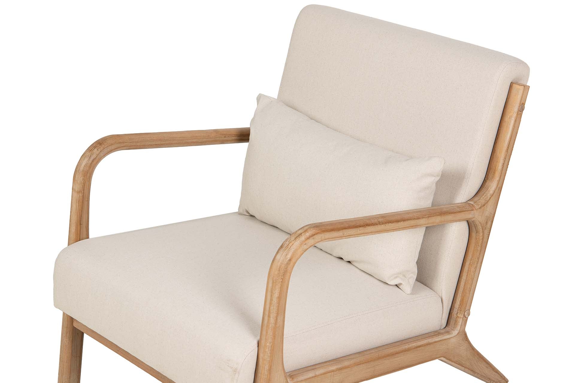 SILLON MADERA DE CAUCHO LINO BEIGE 66x85x74 CM