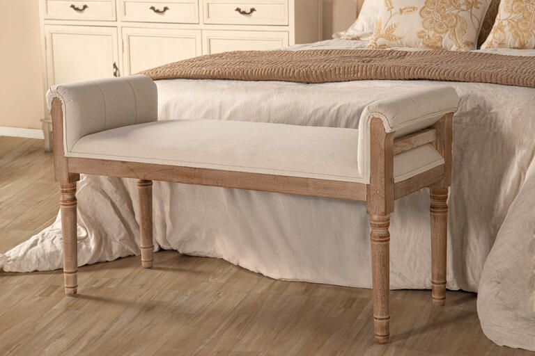 PIE DE CAMA TACHUELAS PATAS MADERA 108x41x59 CM