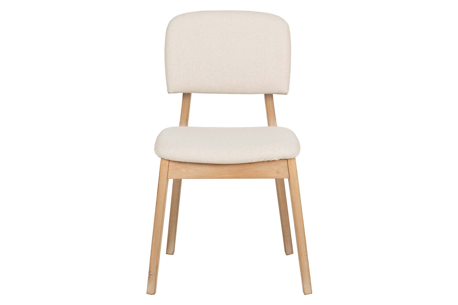 SILLA MADERA DE CAUCHO LINO BEIGE 47x43x81 CM - Min.2 uds