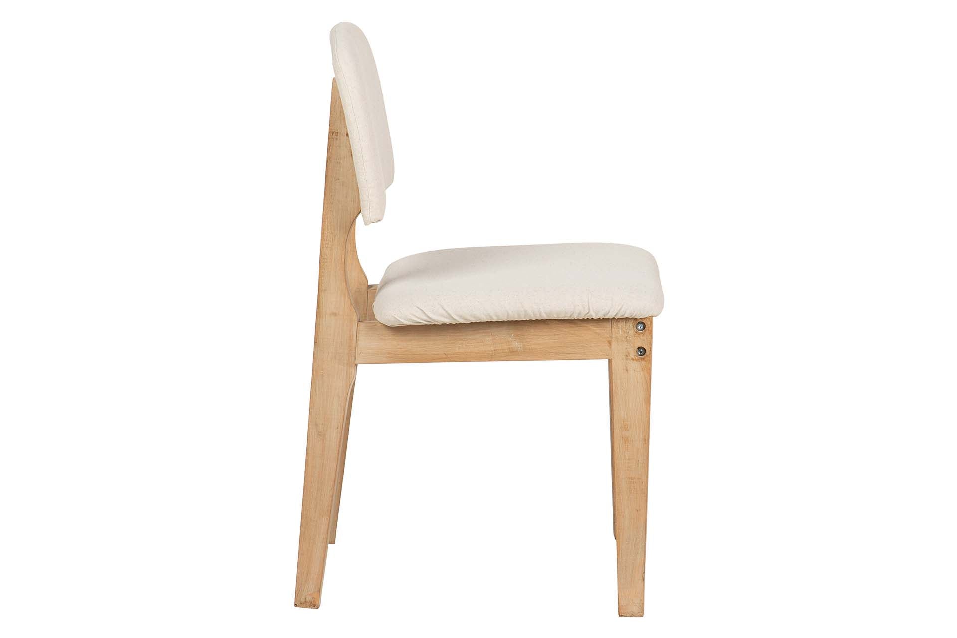 SILLA MADERA DE CAUCHO LINO BEIGE 47x43x81 CM - Min.2 uds