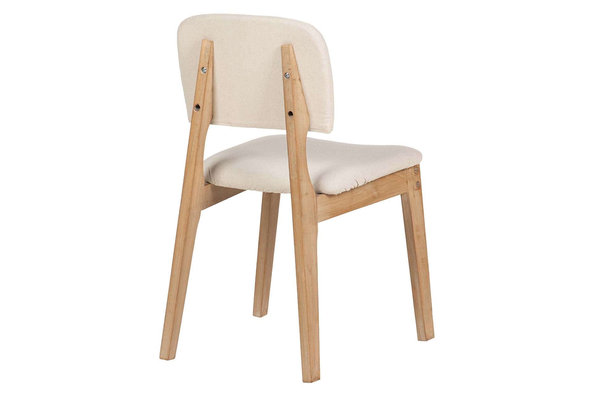SILLA MADERA DE CAUCHO LINO BEIGE 47x43x81 CM - Min.2 uds