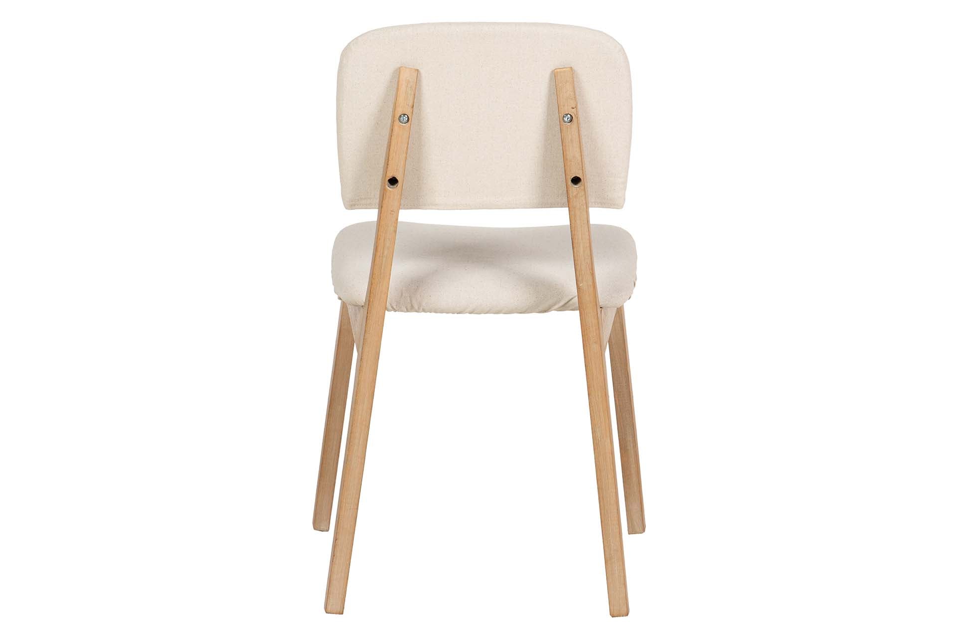 SILLA MADERA DE CAUCHO LINO BEIGE 47x43x81 CM - Min.2 uds