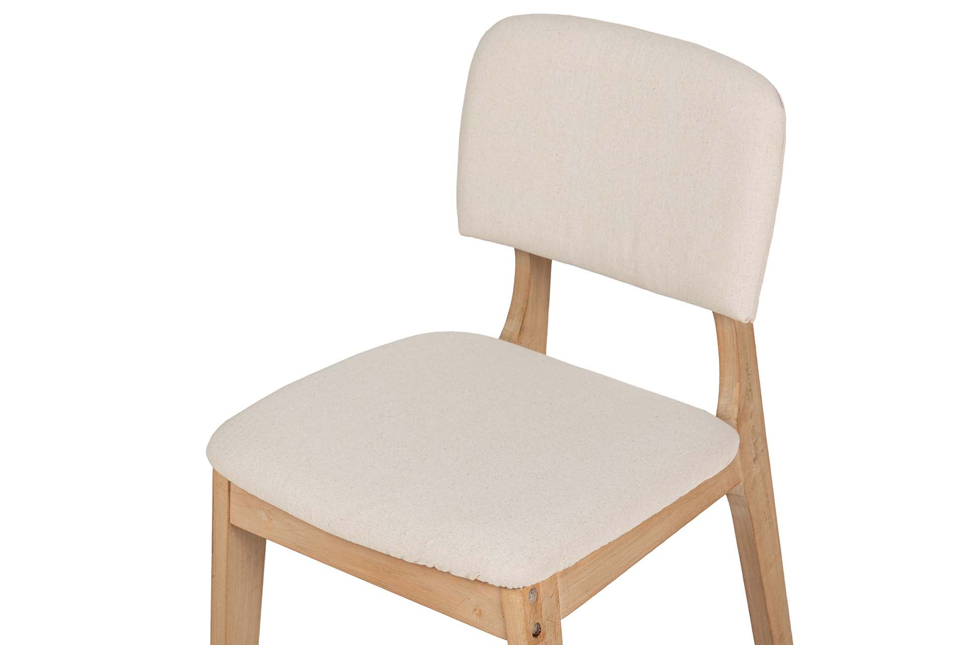 SILLA MADERA DE CAUCHO LINO BEIGE 47x43x81 CM - Min.2 uds