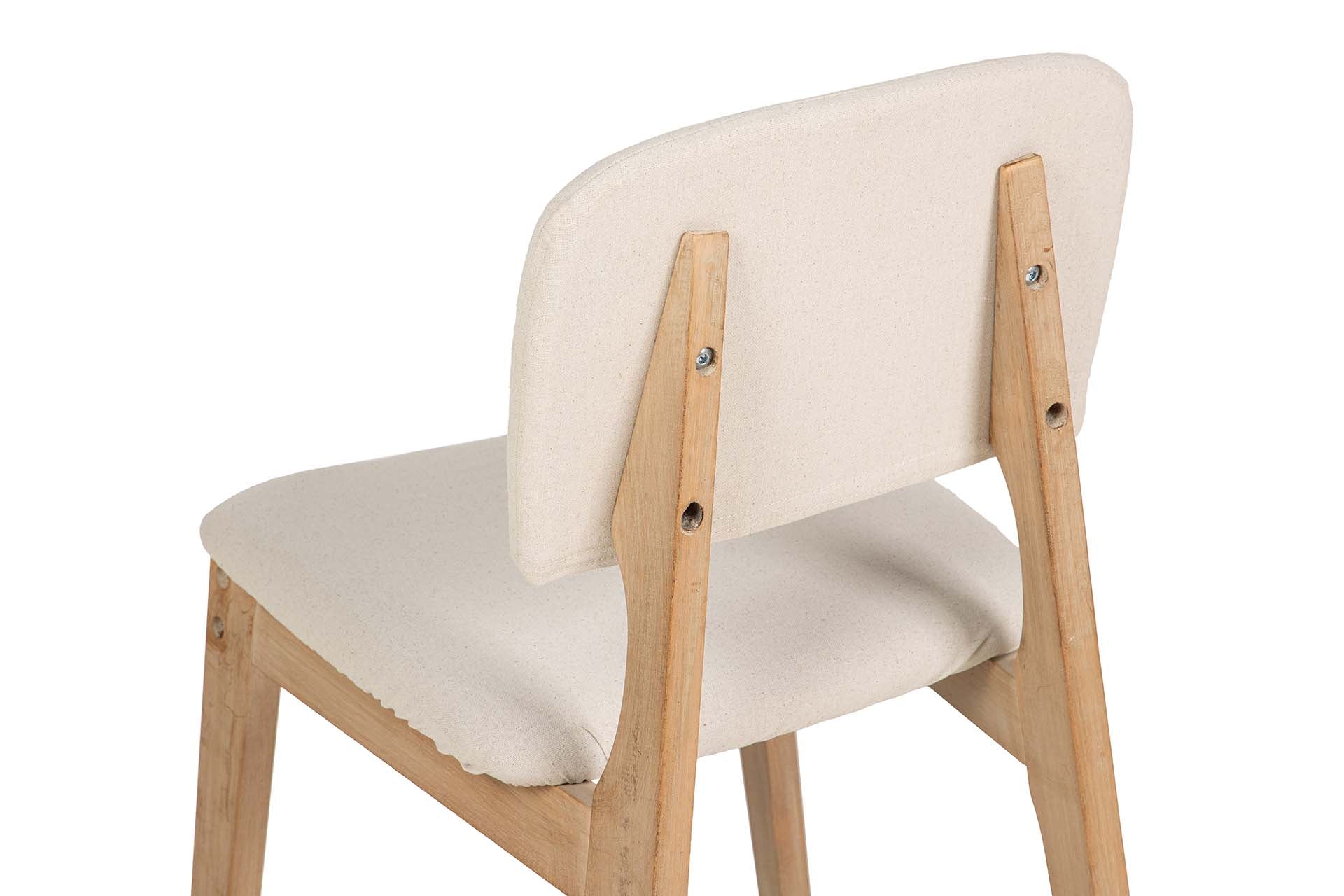 SILLA MADERA DE CAUCHO LINO BEIGE 47x43x81 CM - Min.2 uds
