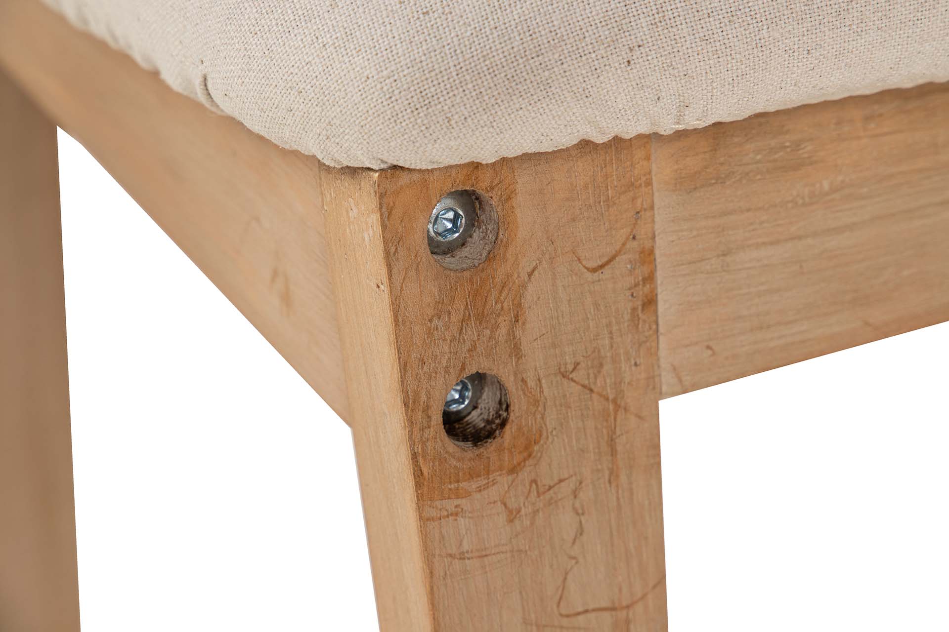 SILLA MADERA DE CAUCHO LINO BEIGE 47x43x81 CM - Min.2 uds